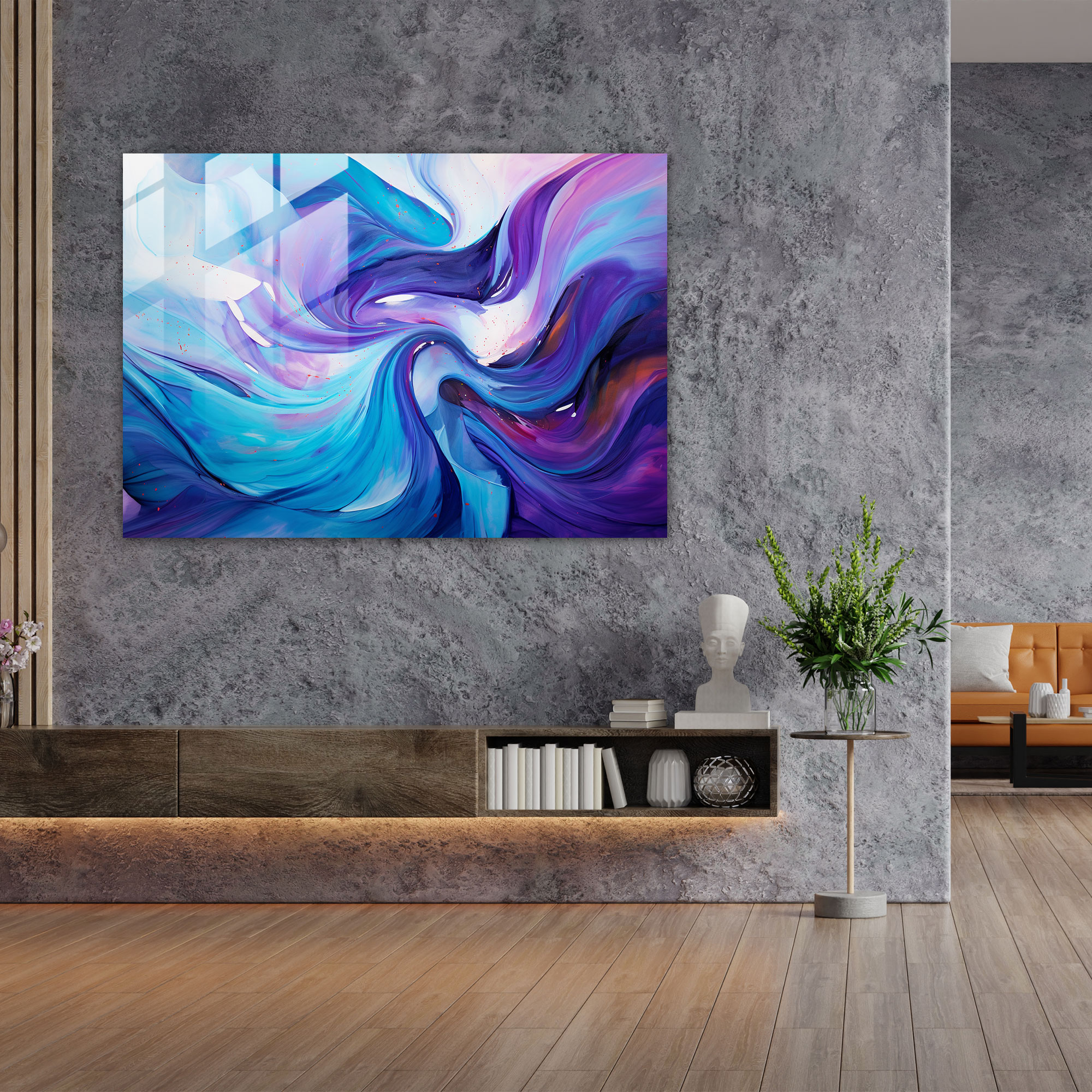 Planets Glass Print - Earth, Blue, Colorful, Abstract Painting