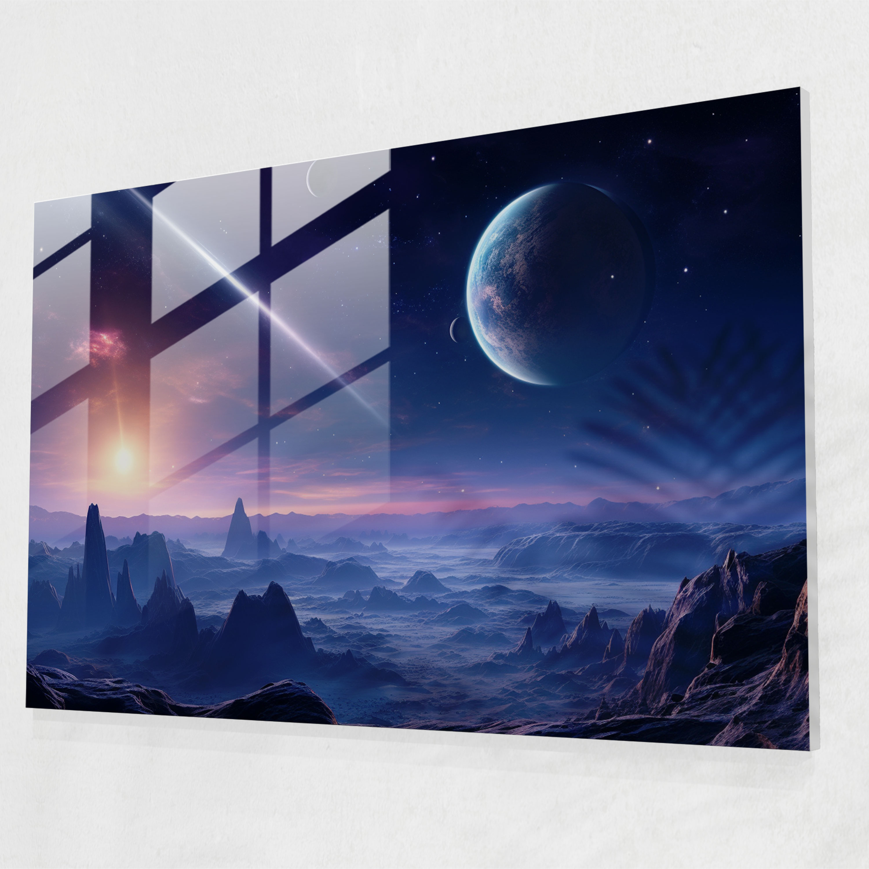 Photorealistic Planets Glass Print - Earth, Universe, Wall Decoration, Photorealistic