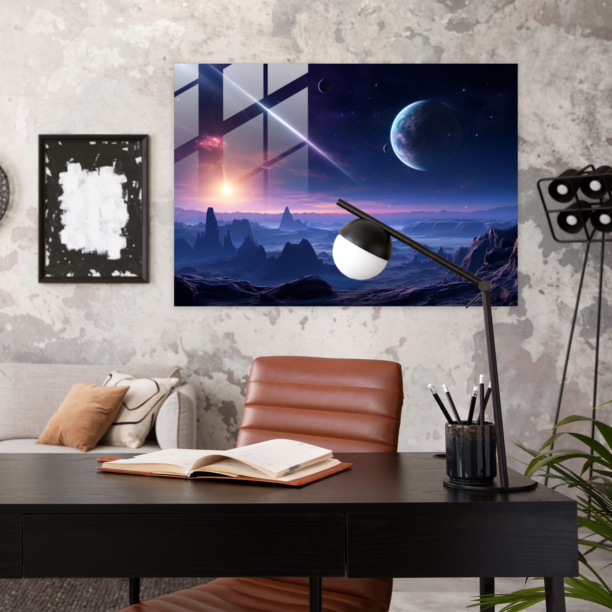 Photorealistic Planets Glass Print - Earth, Universe, Wall Decoration, Photorealistic