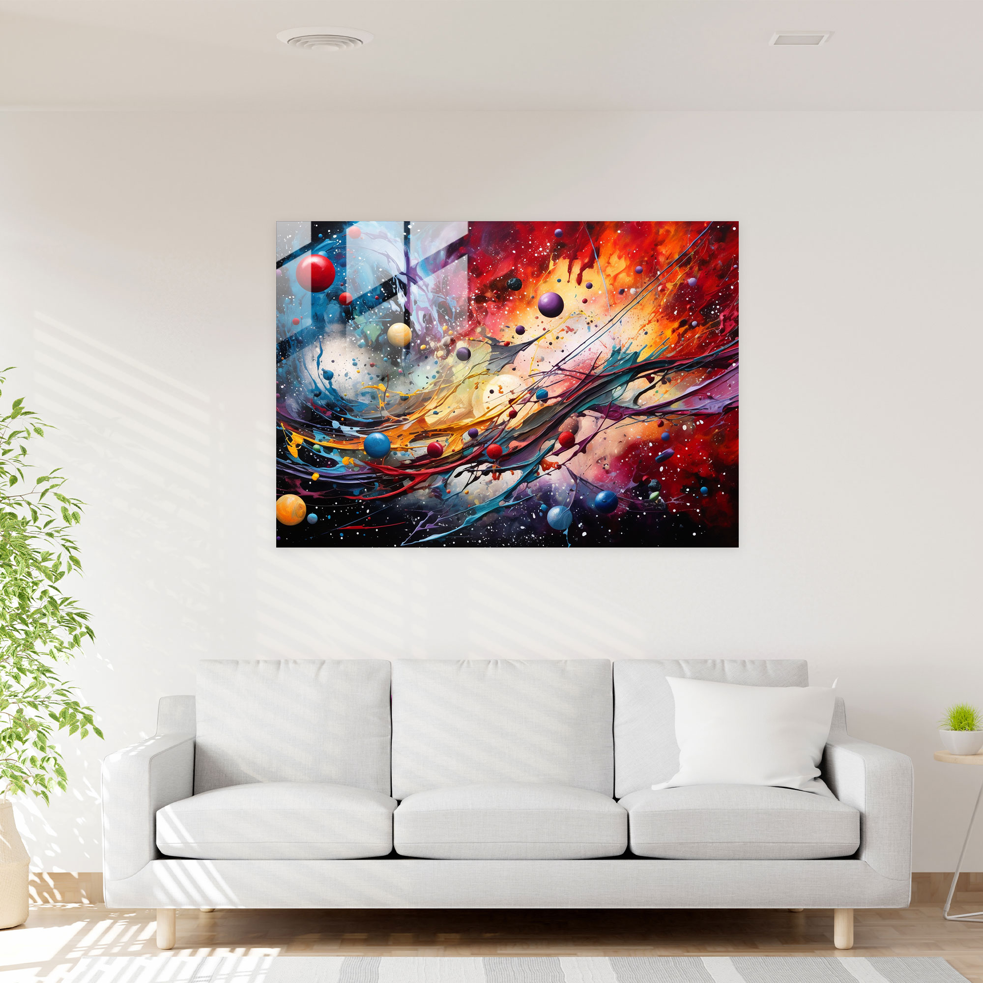 Colliding Planets Glass Print - Earth, Planets Colliding, Mixed Media Artwork, Glass Print