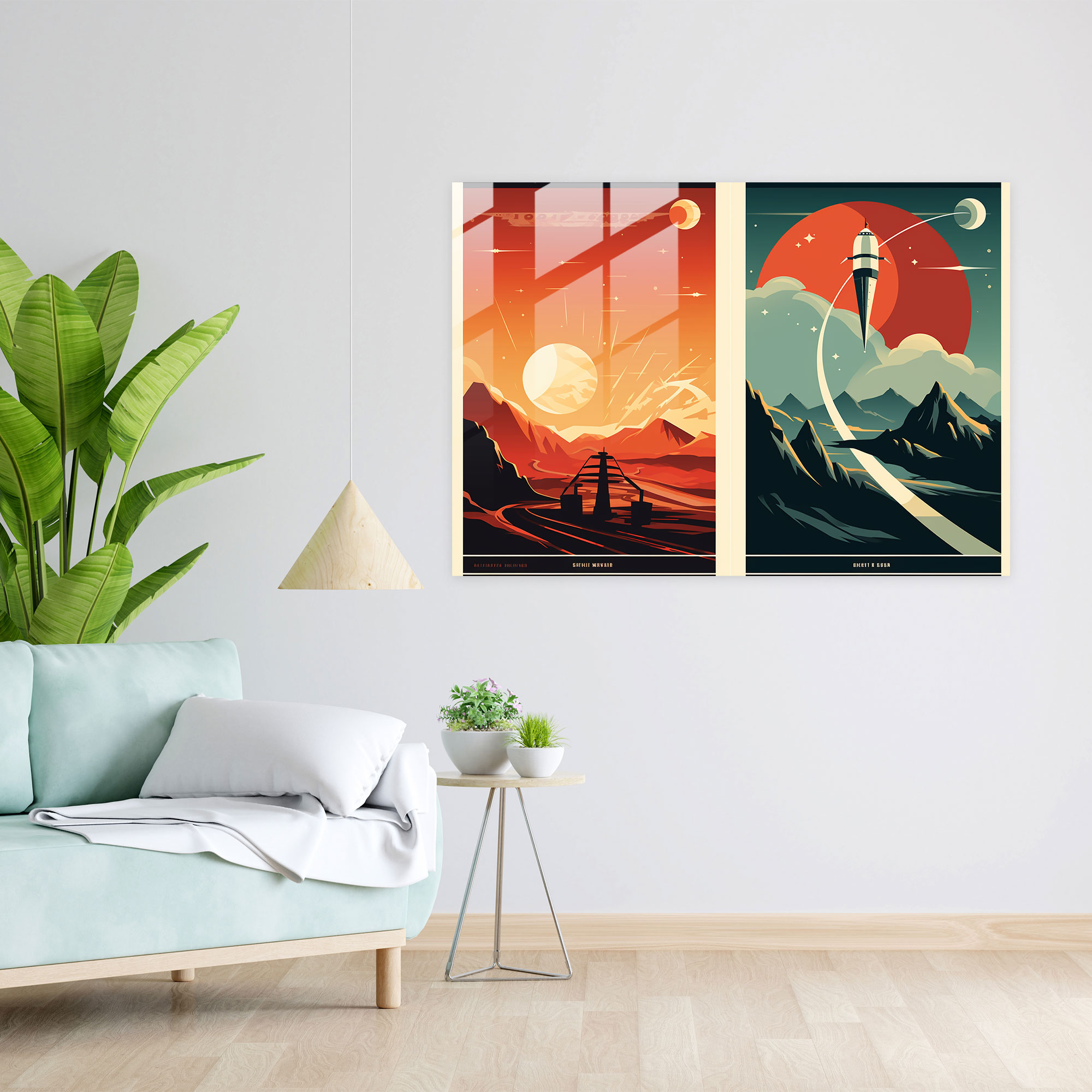 Retro Planets Glass Print - Earth, Wall Decoration, Space Travel, Adventurous