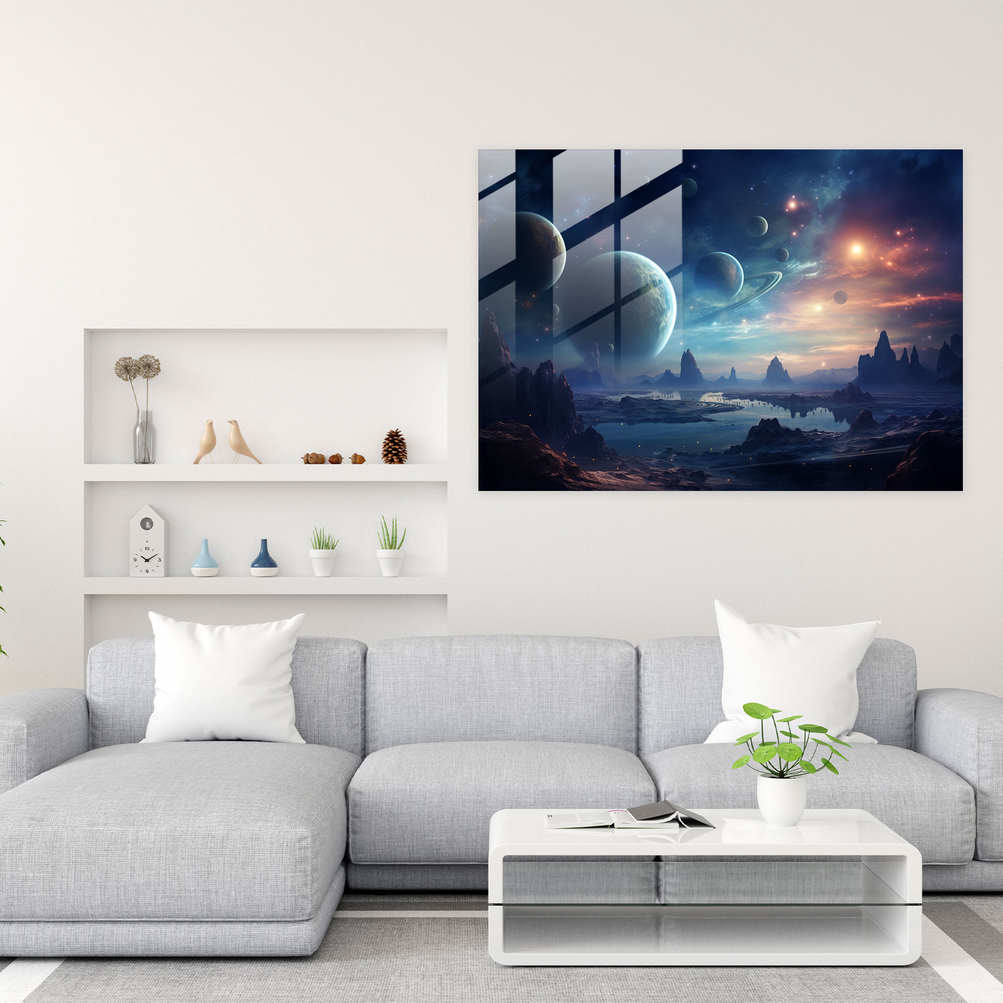 Planetary Alignment Glass Print - Earth, Breathtaking, Glass Art, Planets