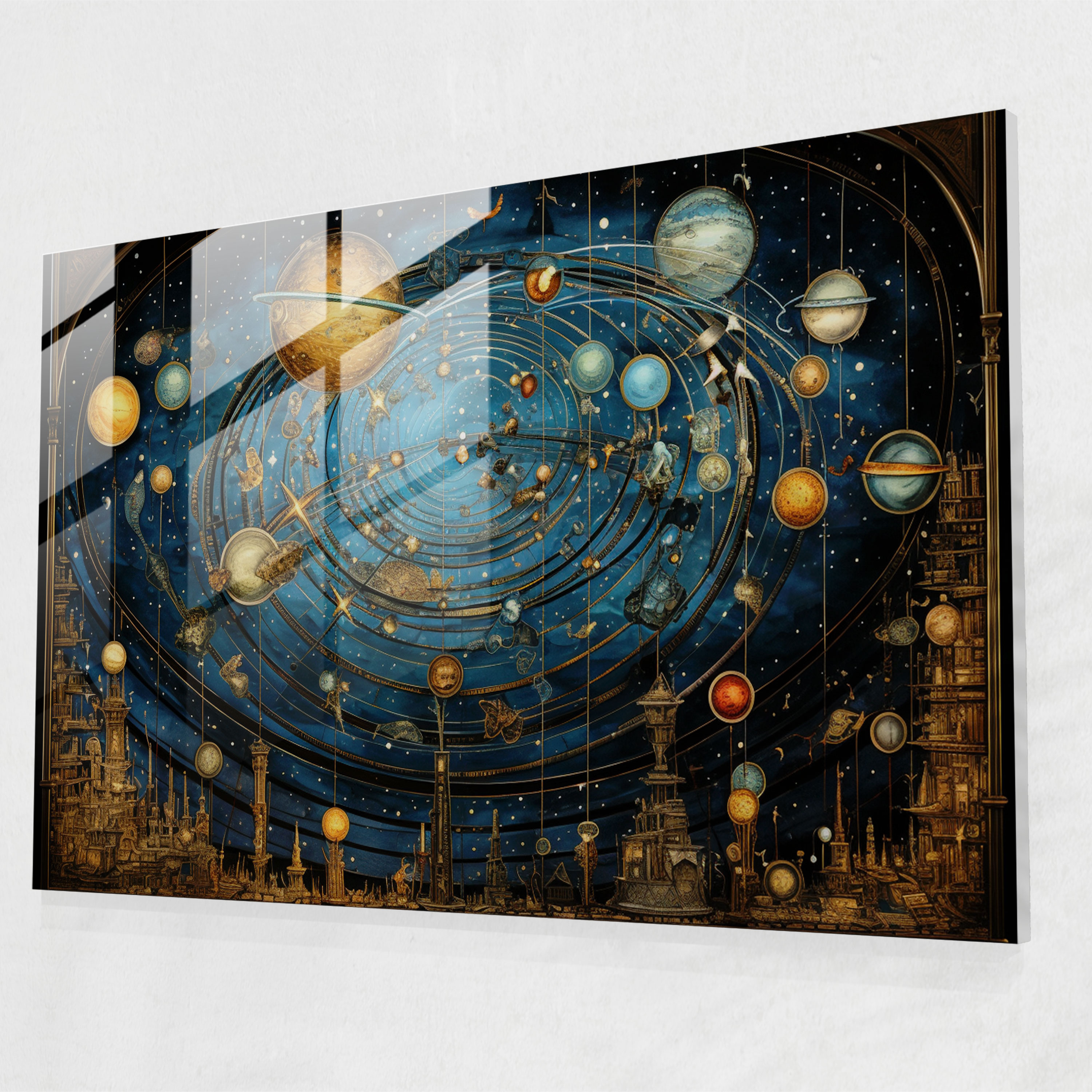 Celestial Glass Print - Earth, Glass Wall Art, Planets, Glass Print