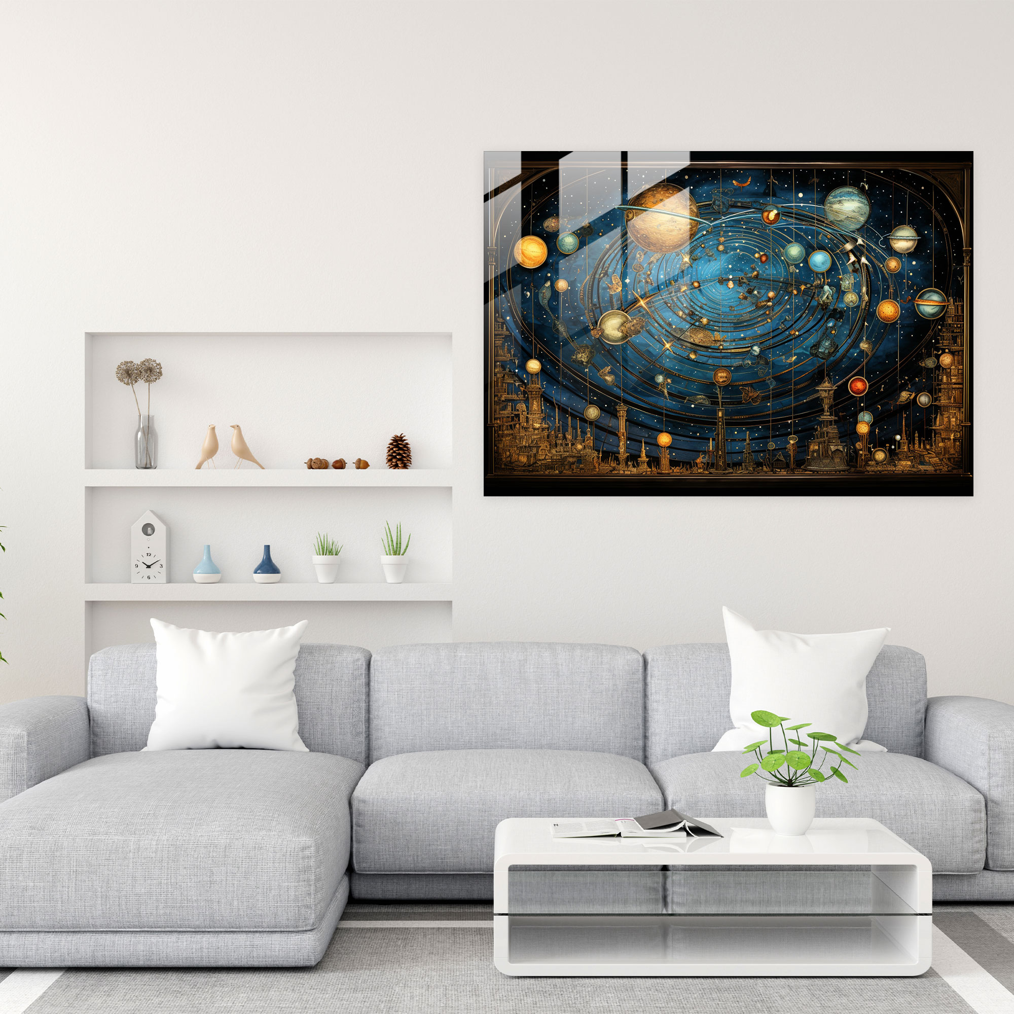 Celestial Glass Print - Earth, Glass Wall Art, Planets, Glass Print