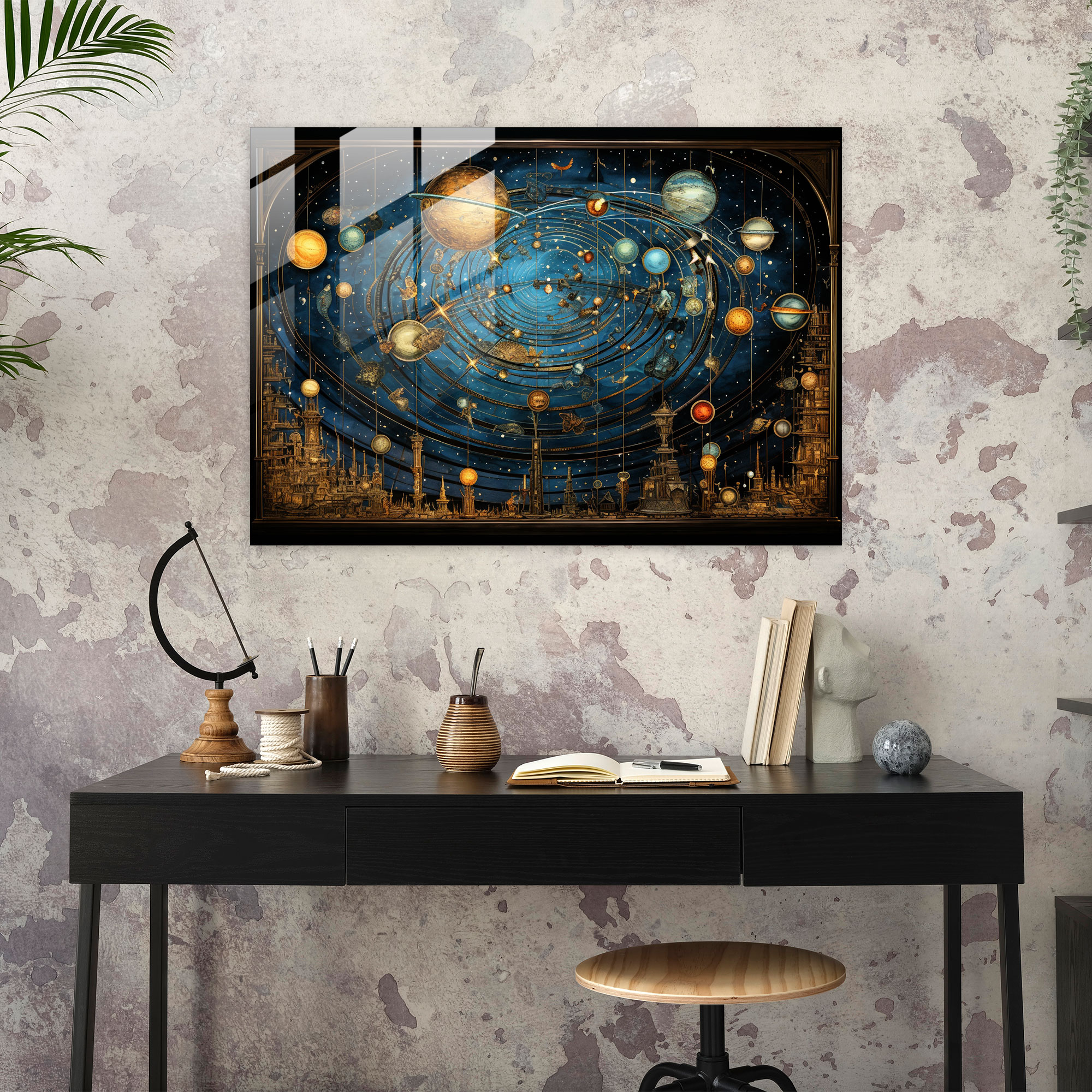 Celestial Glass Print - Earth, Glass Wall Art, Planets, Glass Print