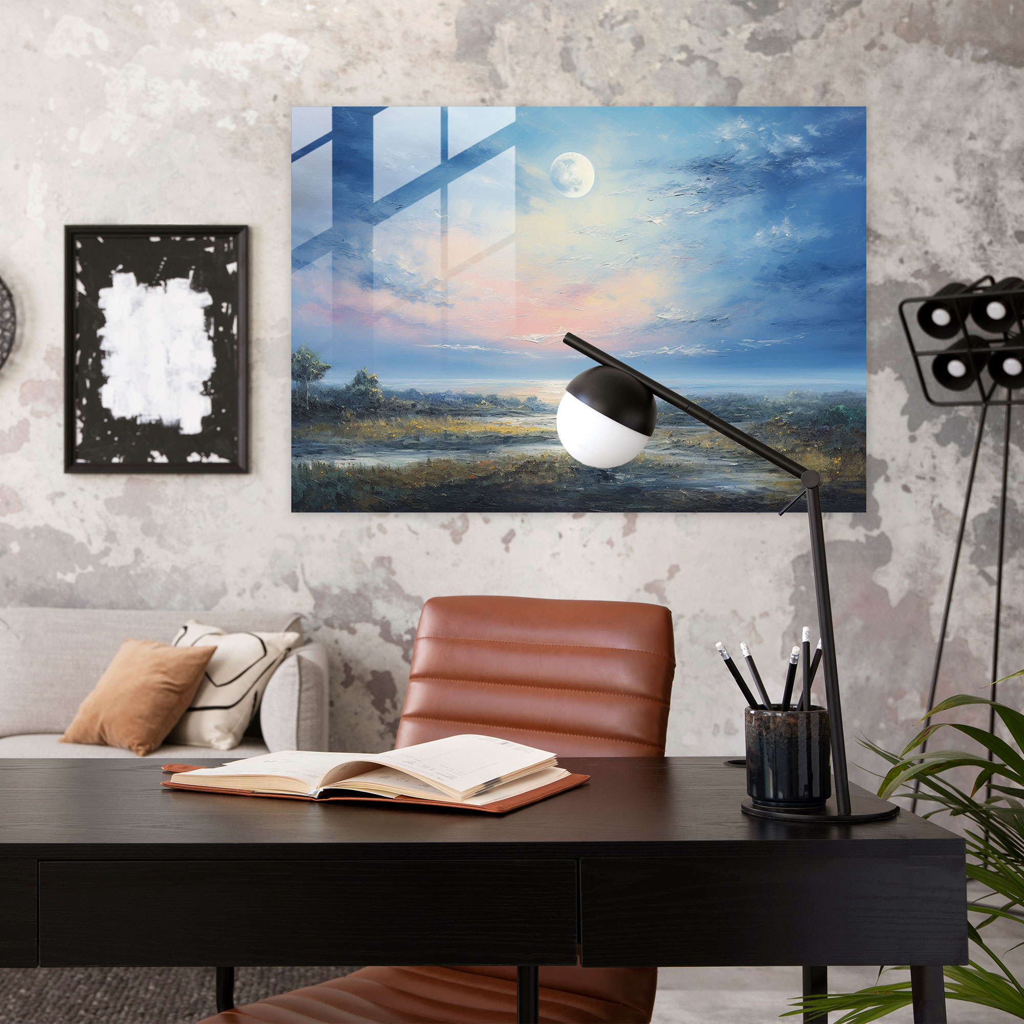 Serene Planets Glass Wall Decoration - Earth, Glass Wall Art, Glass Print, Modern Art