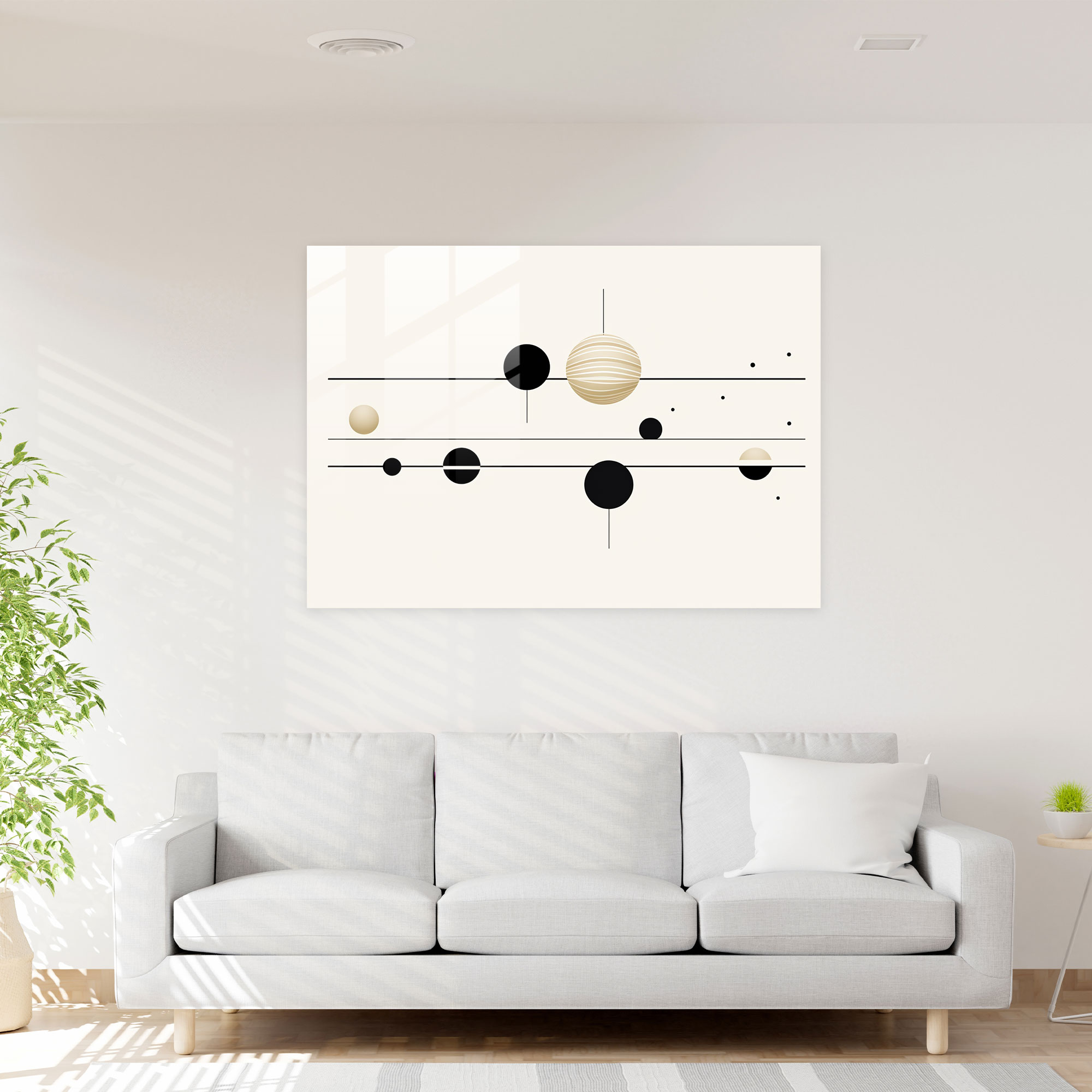 Minimalist Planets Glass Print - Earth, Wall Decoration, Glass Wall Art, White Background