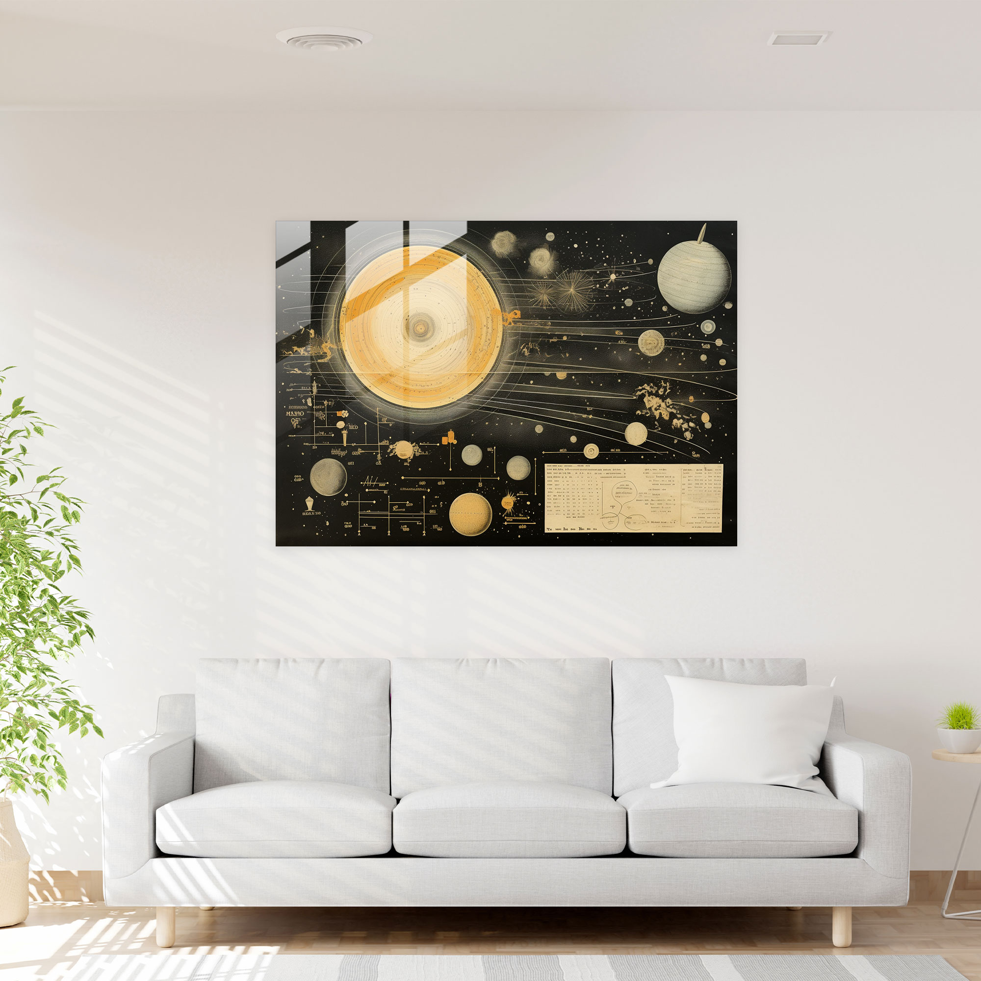 Vintage Planets Glass Wall Art - Earth, Home Decoration, Celestial Movements, Glass Print