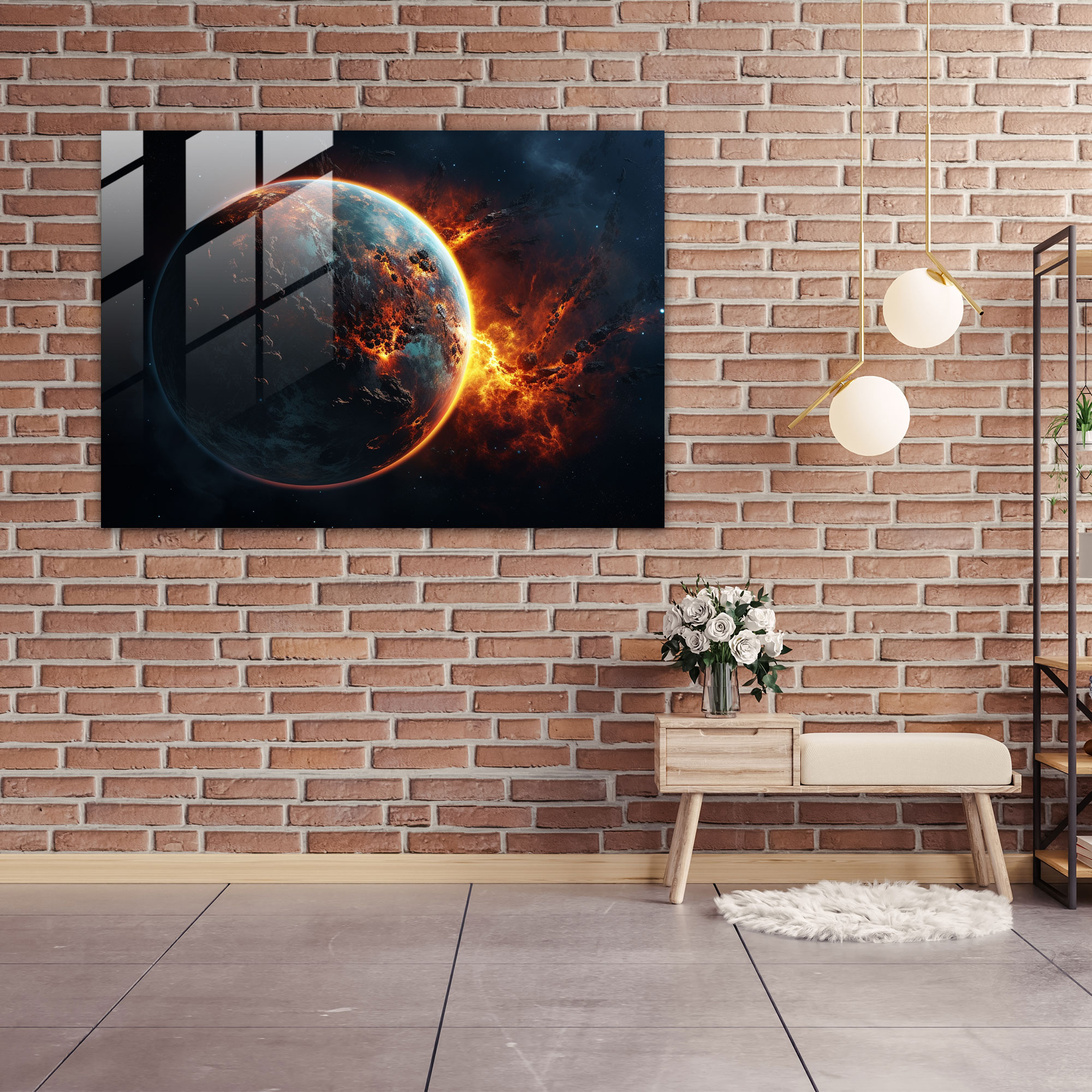 Realistic Planets Glass Print - Earth, Planets, Glass Wall Art, Realistic Digital Painting
