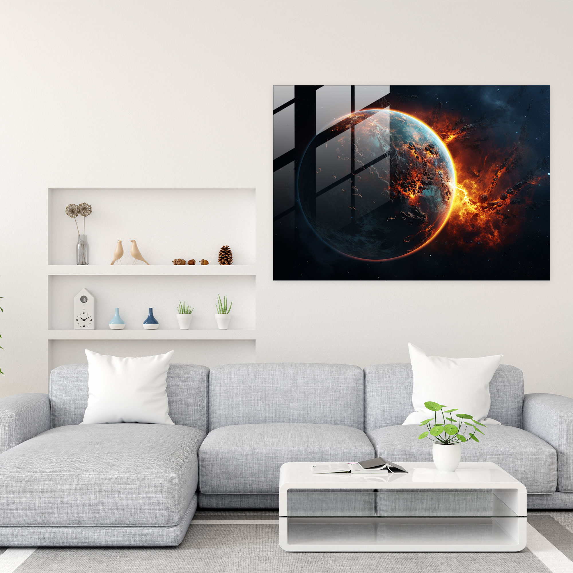 Realistic Planets Glass Print - Earth, Planets, Glass Wall Art, Realistic Digital Painting