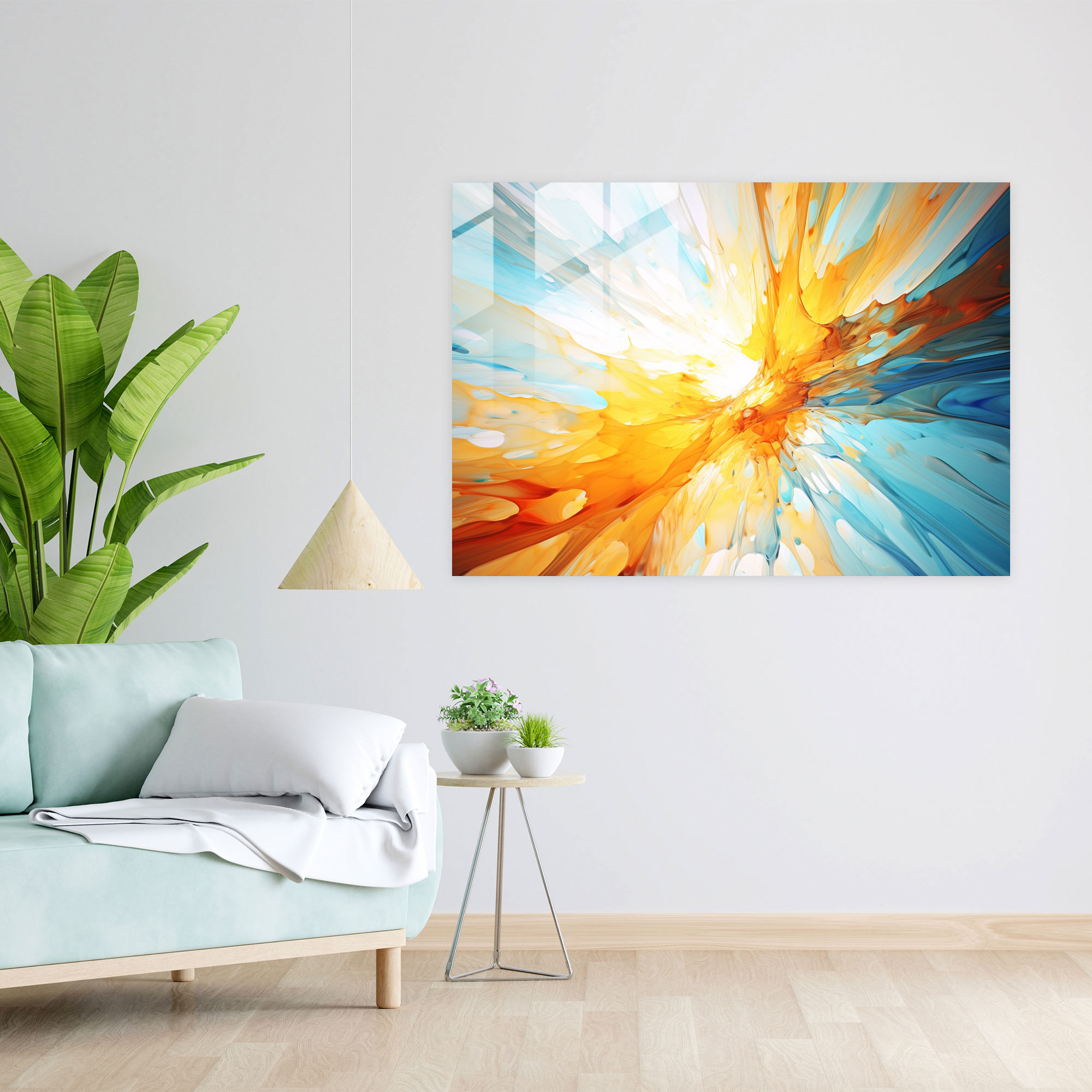 Abstract Glass Print - Burst Of Sun In Vibrant Hues - Earth, Modern Art, Sun, Home Decoration