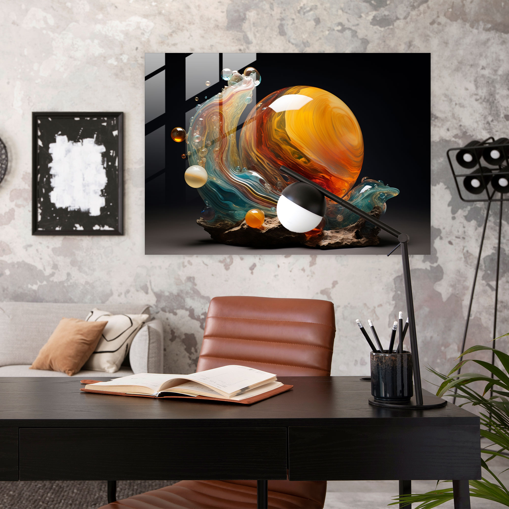 Jupiter Atmosphere Glass Art - Earth, Melted Glass Sculpture, Glass Wall Art, Modern Art