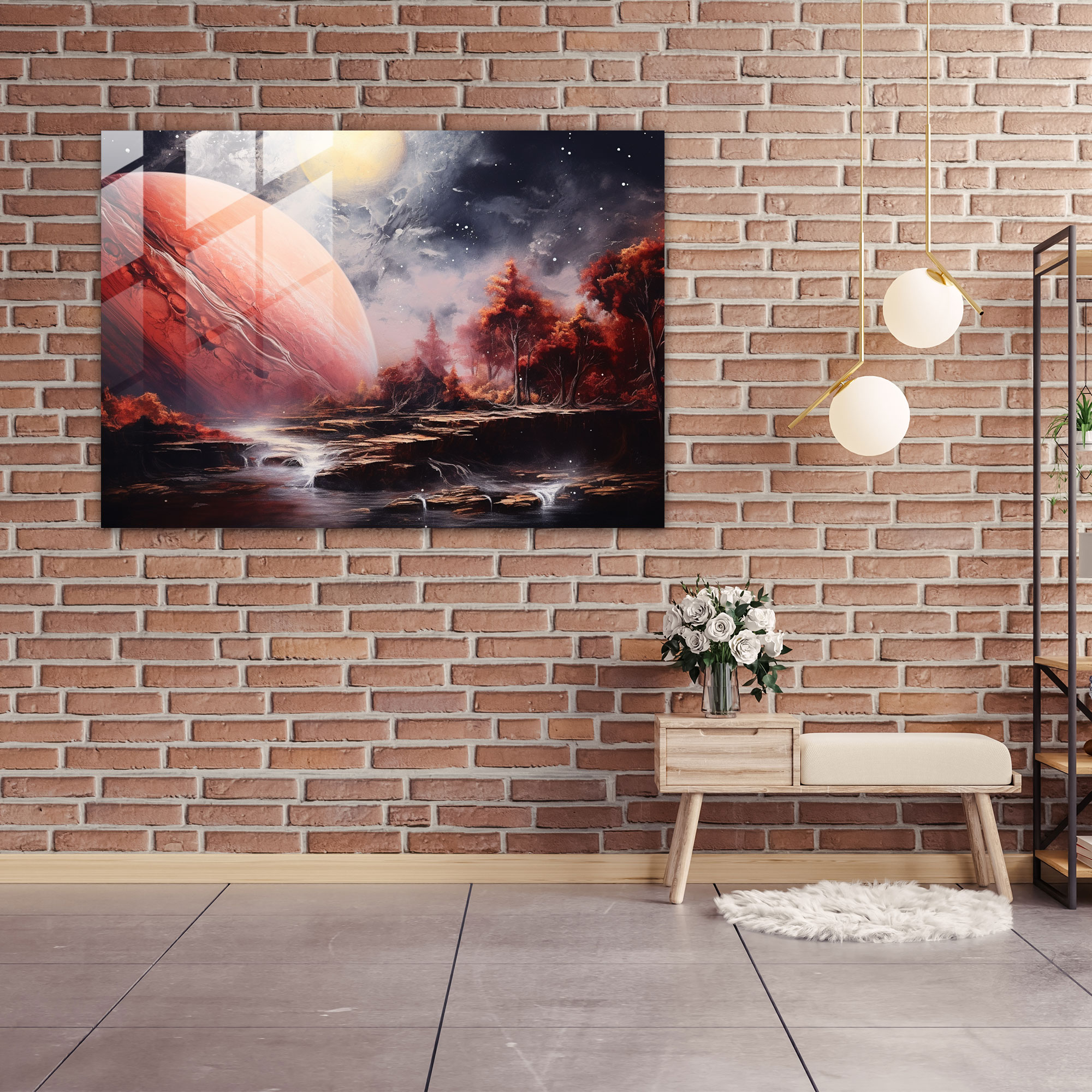 Jupiter Landscapes Glass Print - Earth, Photography And Painting, Modern Art, Jupiter