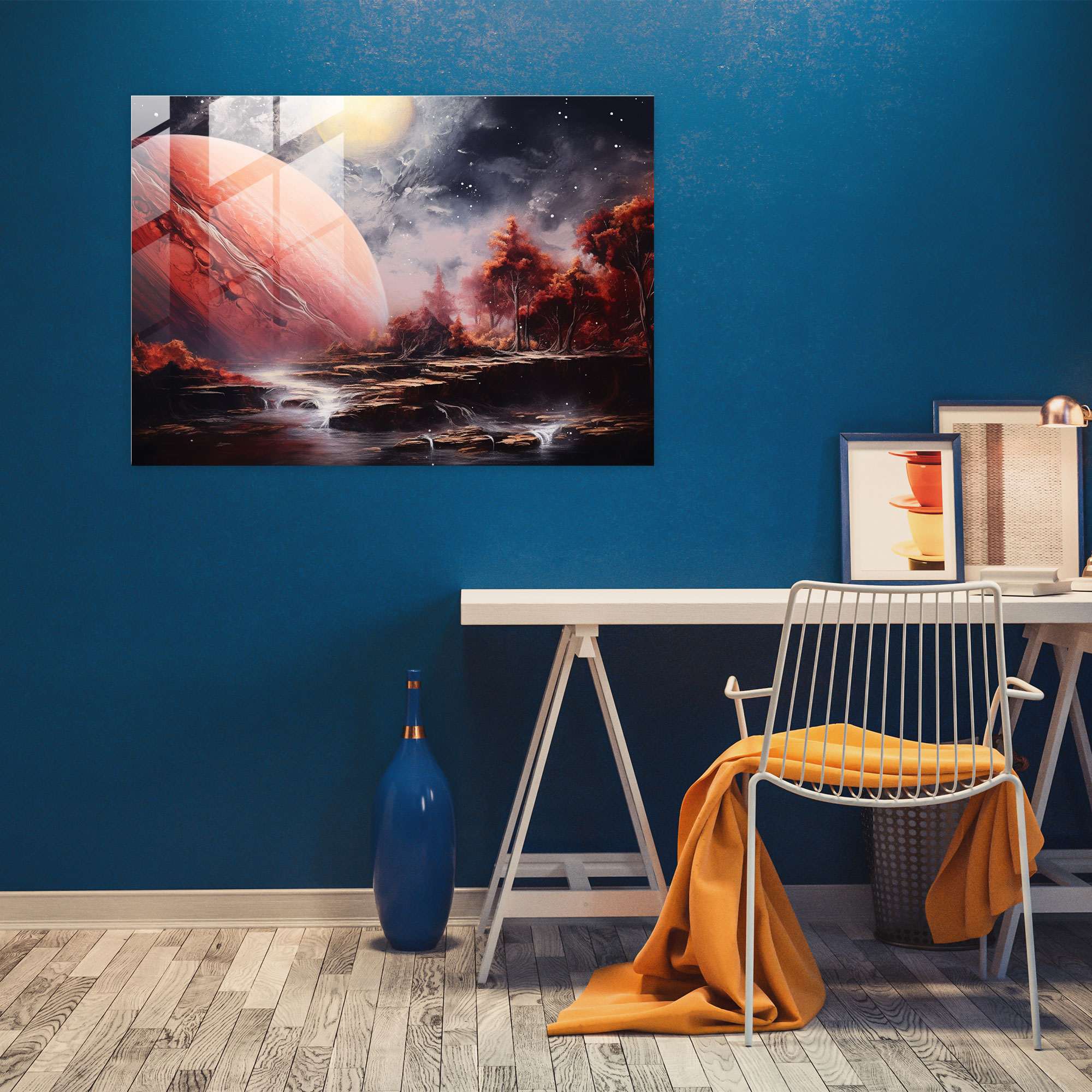 Jupiter Landscapes Glass Print - Earth, Photography And Painting, Modern Art, Jupiter