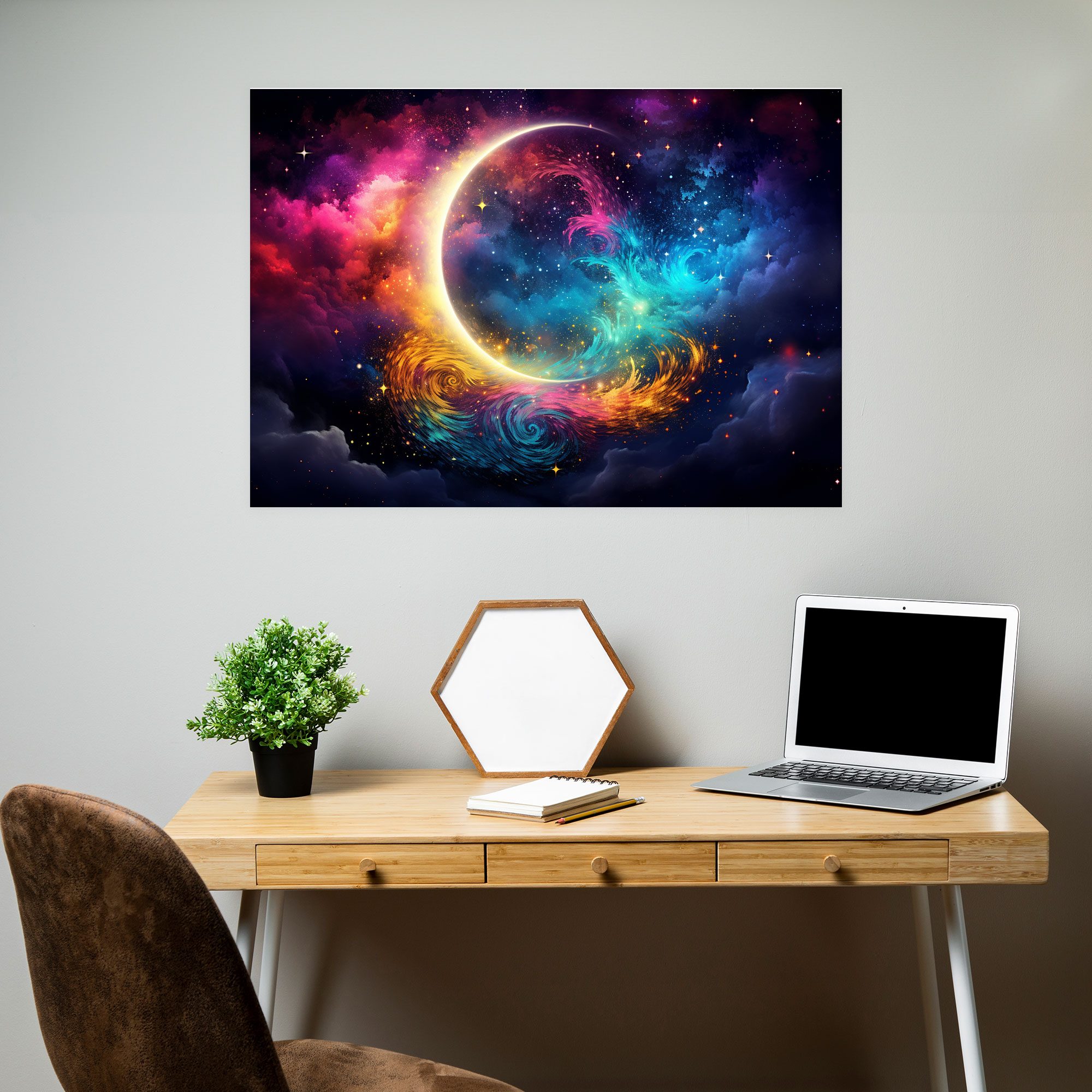 Stellar Moon Canvas Print - Earth, Cosmic, Moon, Digital Art