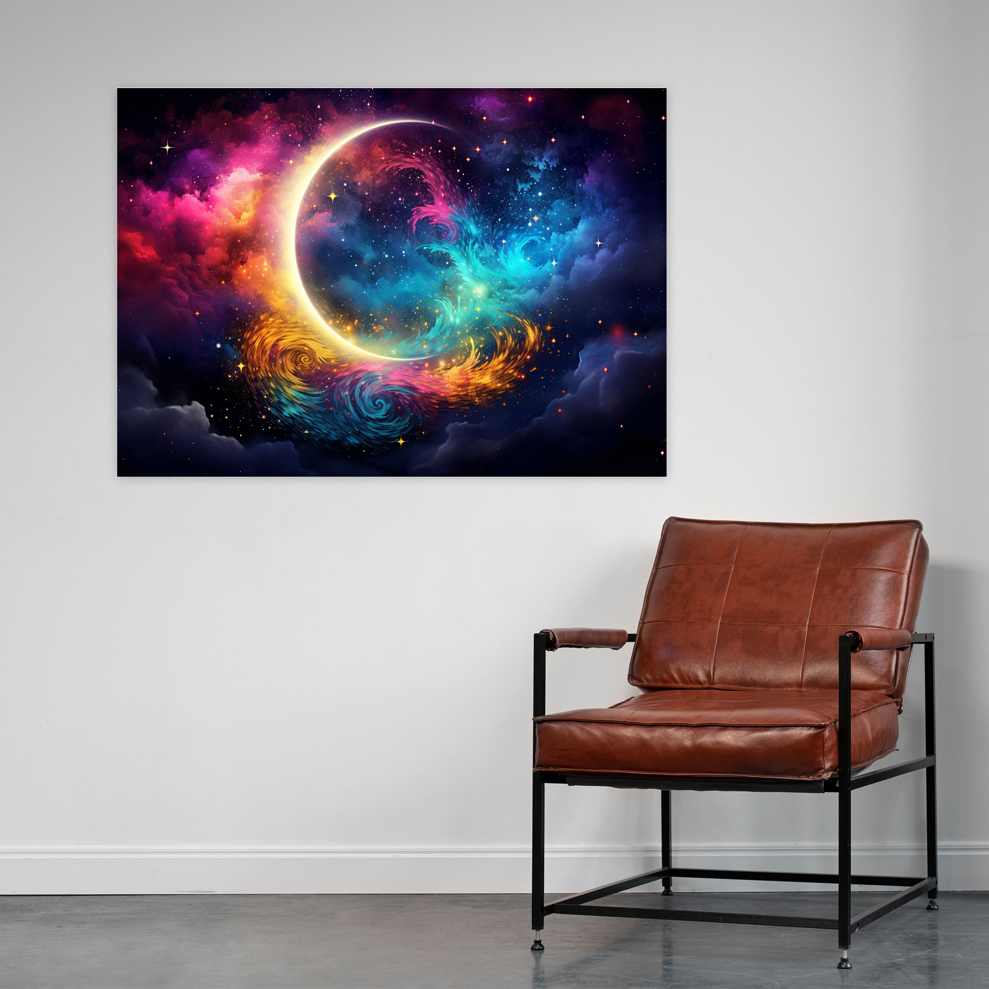 Stellar Moon Canvas Print - Earth, Cosmic, Moon, Digital Art