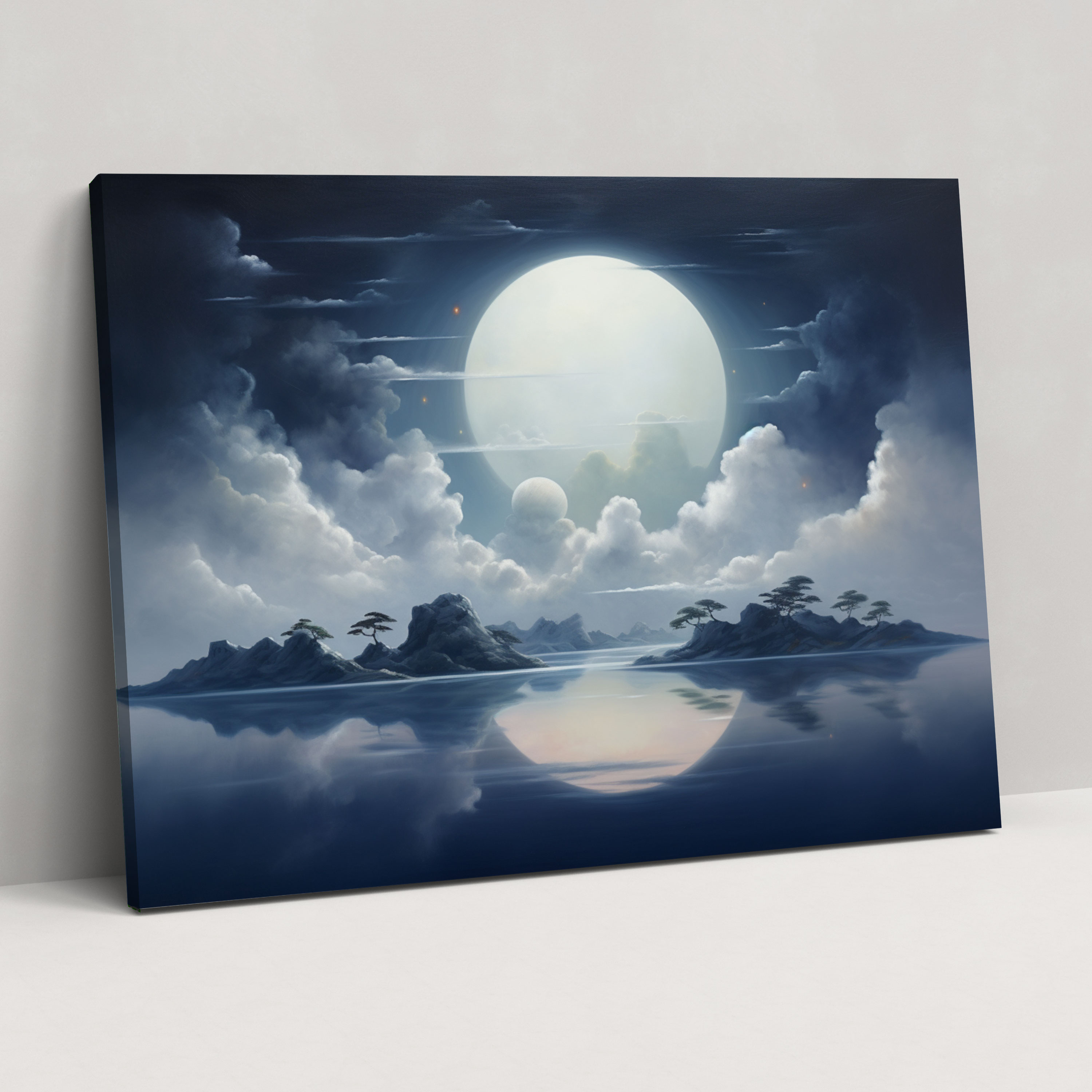 Dreamscape Moon Canvas Print - Earth, Surreal, Floating Islands, Wall Art