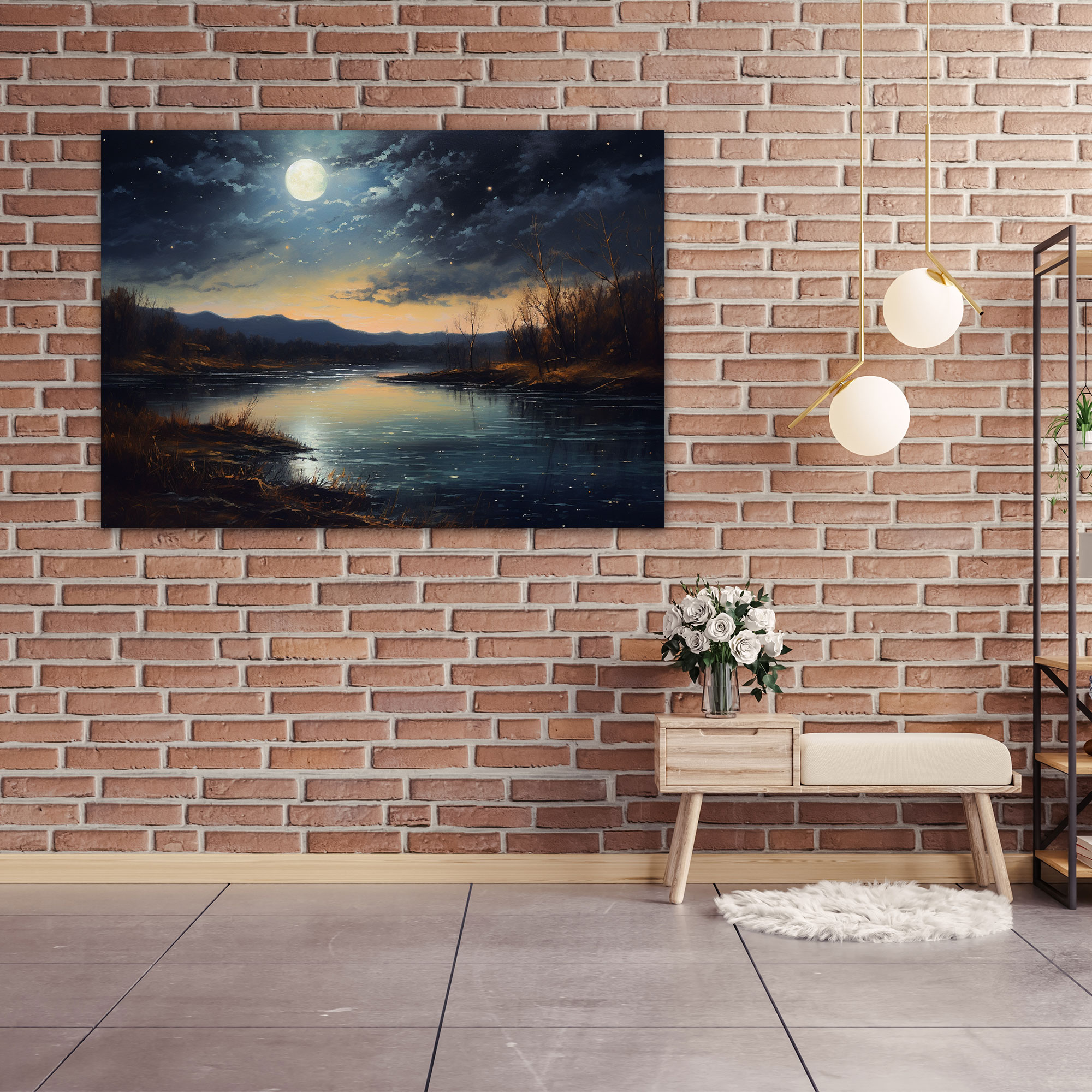 Moonlit Night Canvas Print - Earth, Canvas Print, Moon, Full Moon