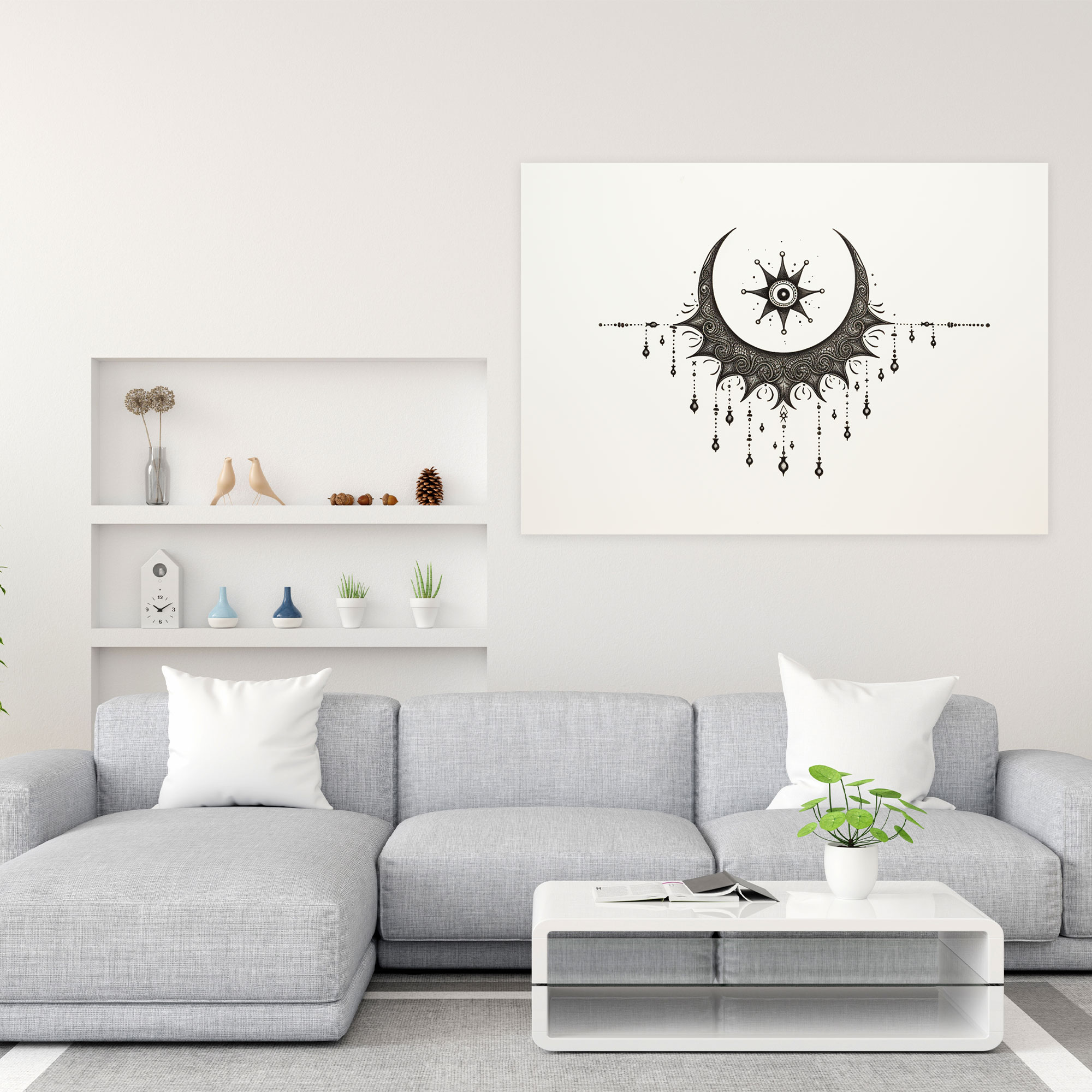 Moon Mandala Wall Art - Earth, Wall Art, Moon Mandala, Home Decoration