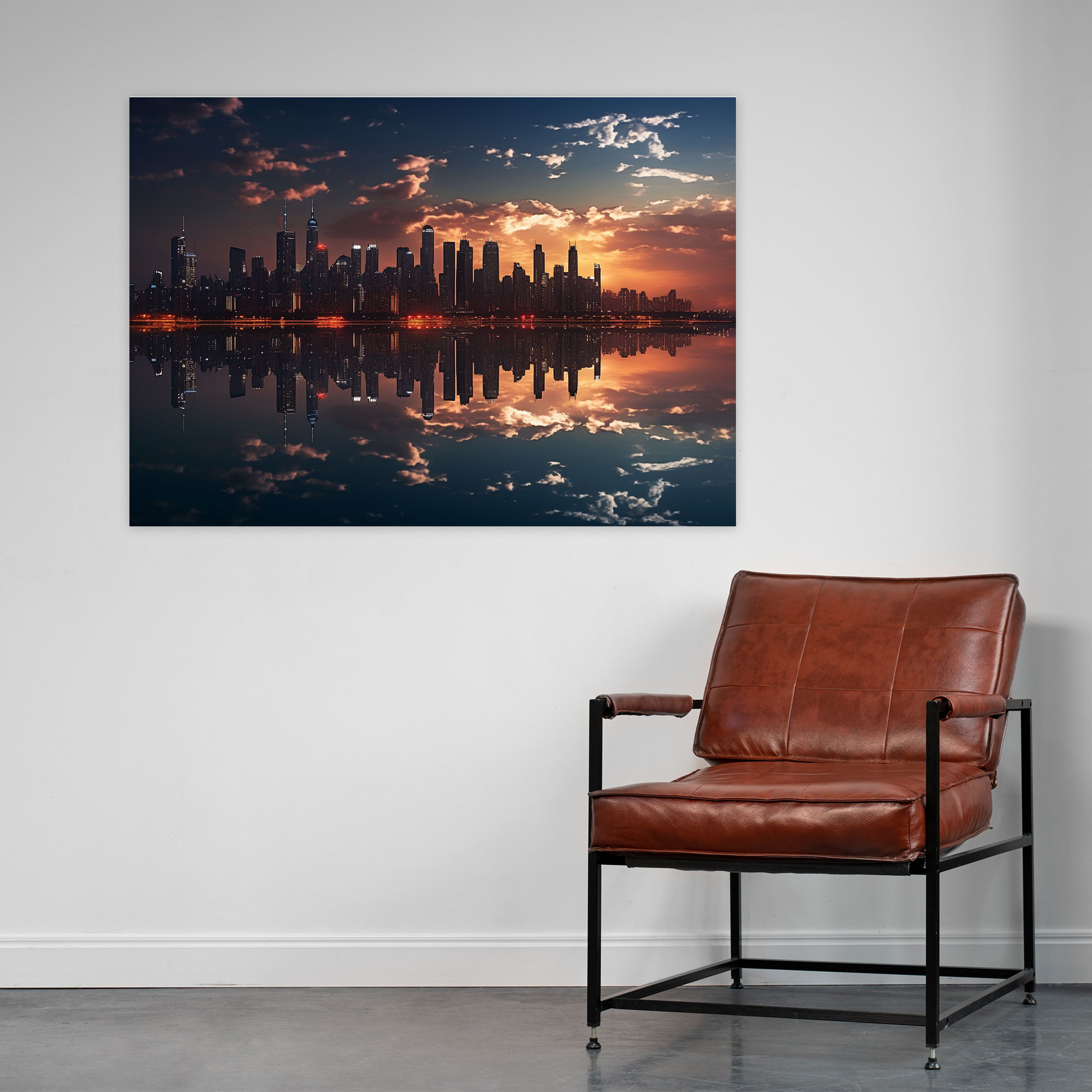 City Moonrise Canvas Print - Earth, City Skyline, Canvas Wall Art, Home Decoration