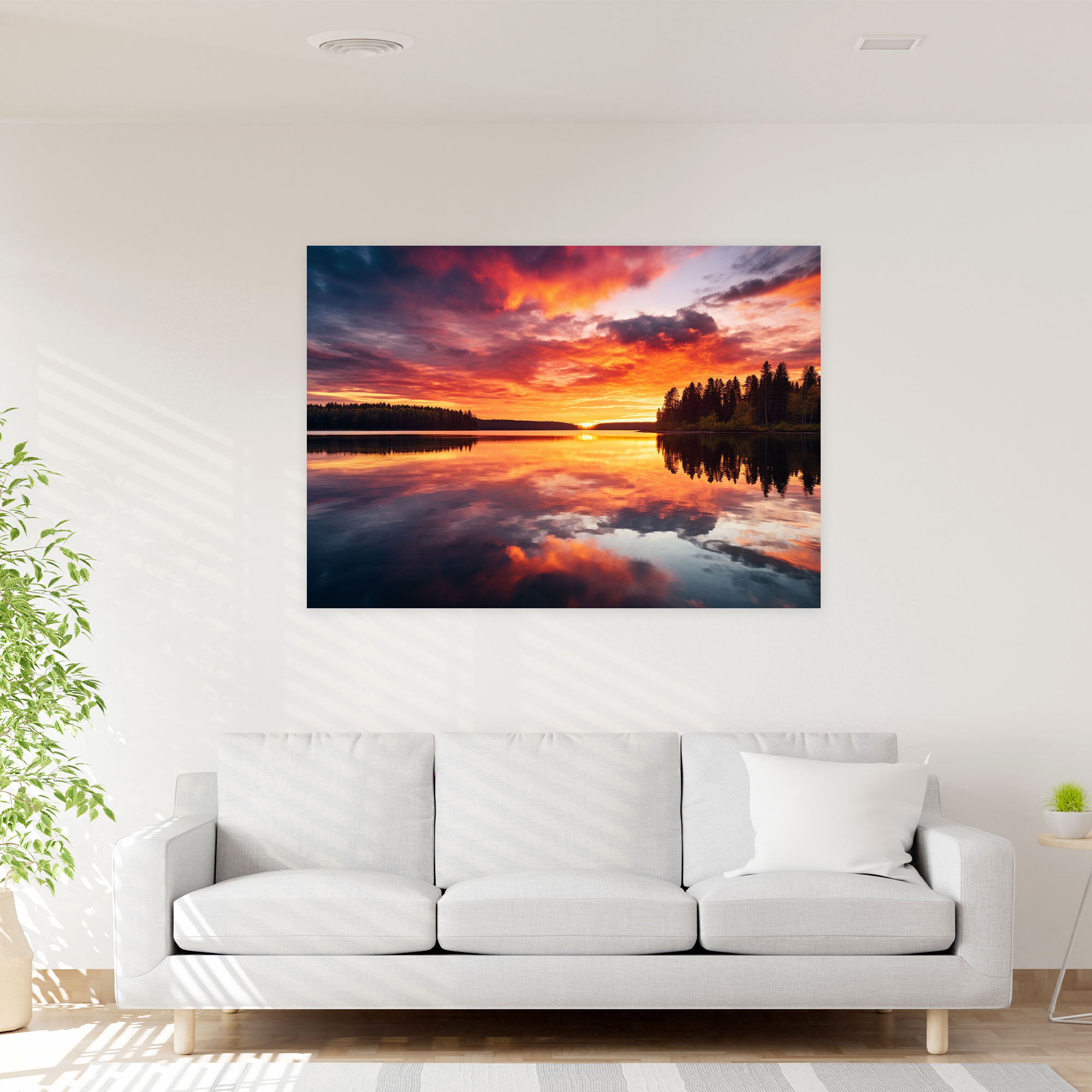 Sunrise Calm Canvas Print - Earth, Calm Lake, Wall Decoration, Wall Art