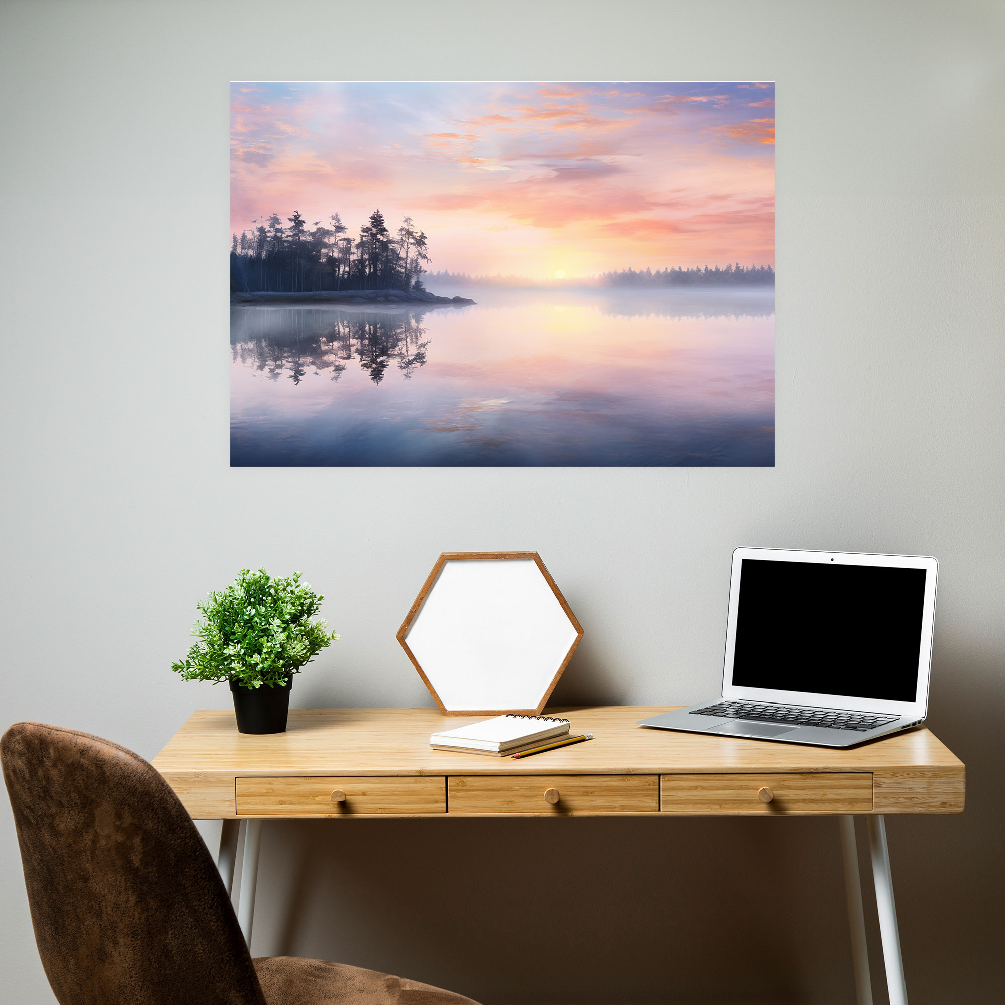 Ethereal Sunset Canvas Print - Earth, Calm Lake, Sun, Ethereal Sunset