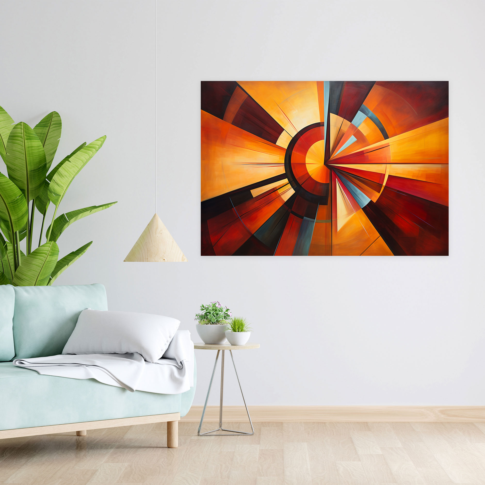 Abstract Sun Rays Wall Art - Earth, Warm Colors, Geometric Shapes, Abstract Sun Rays