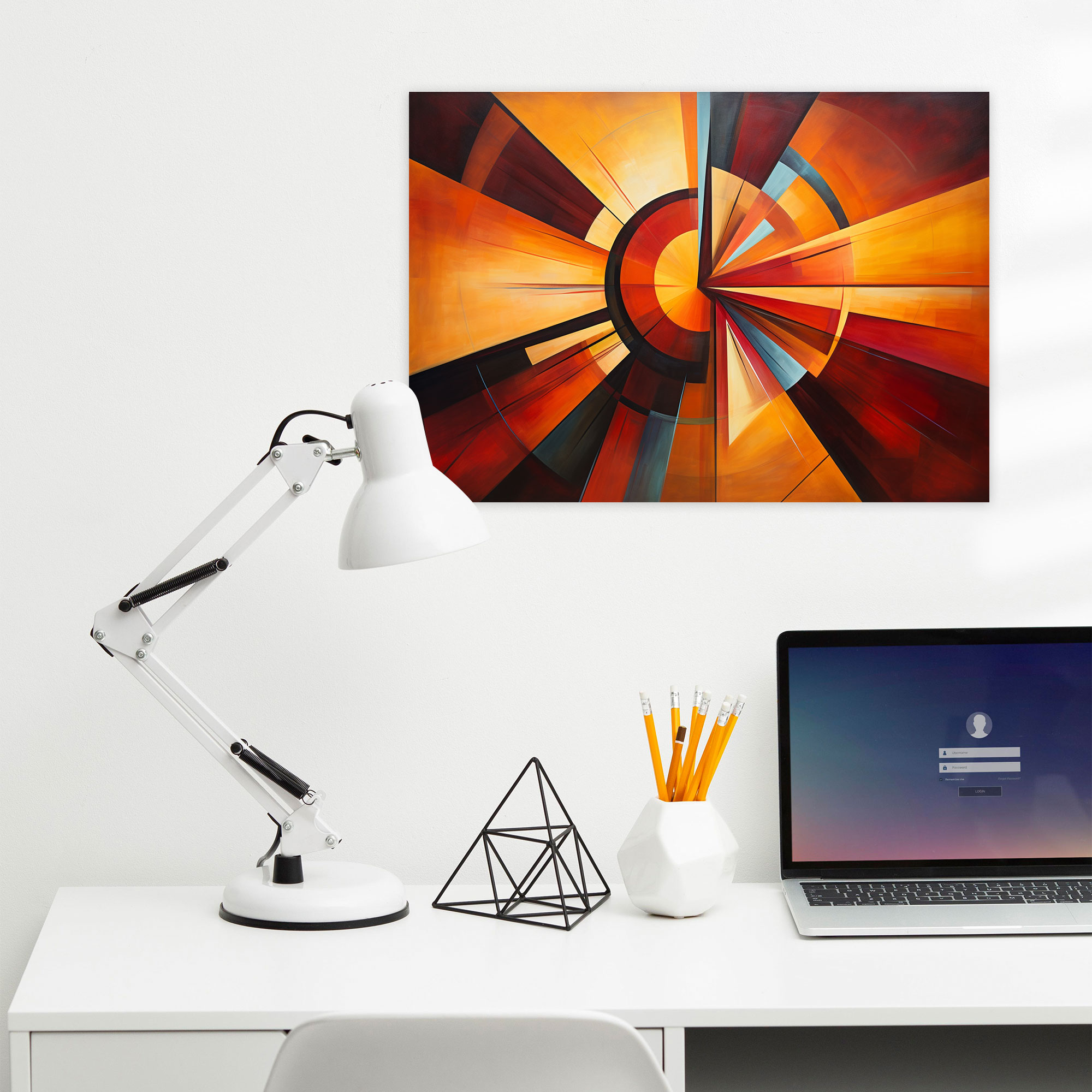 Abstract Sun Rays Wall Art - Earth, Warm Colors, Geometric Shapes, Abstract Sun Rays