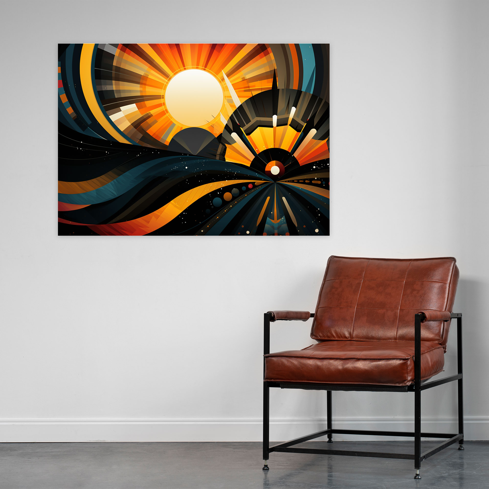 Leinwandbild mit geometrischer Sonne - Erde geometrische Formen Sonne sonneninspirierte Muster
