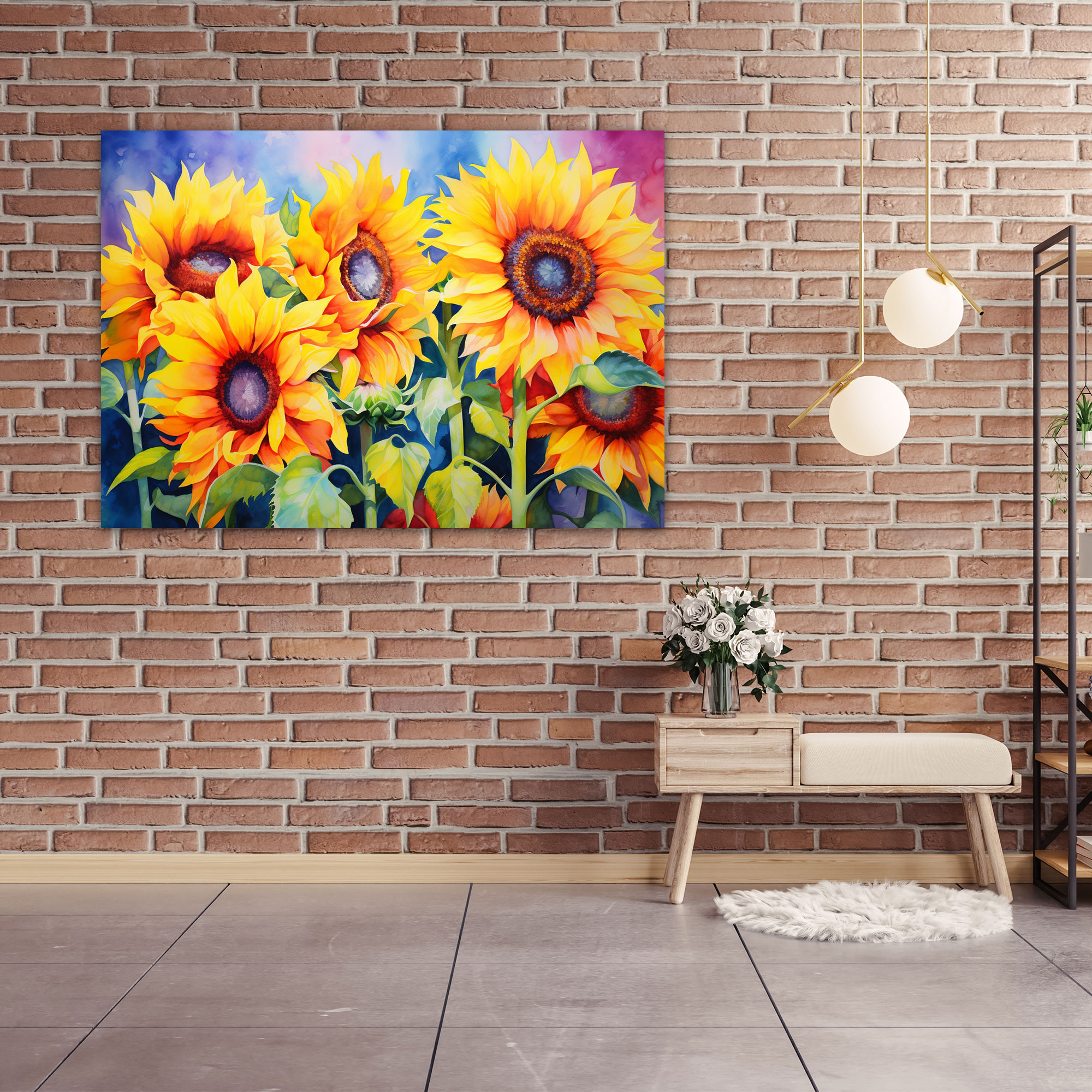 Sunflowers Canvas Print - Earth, Radiating Warmth And Happiness, Home Decoration, Sunflowers In Field