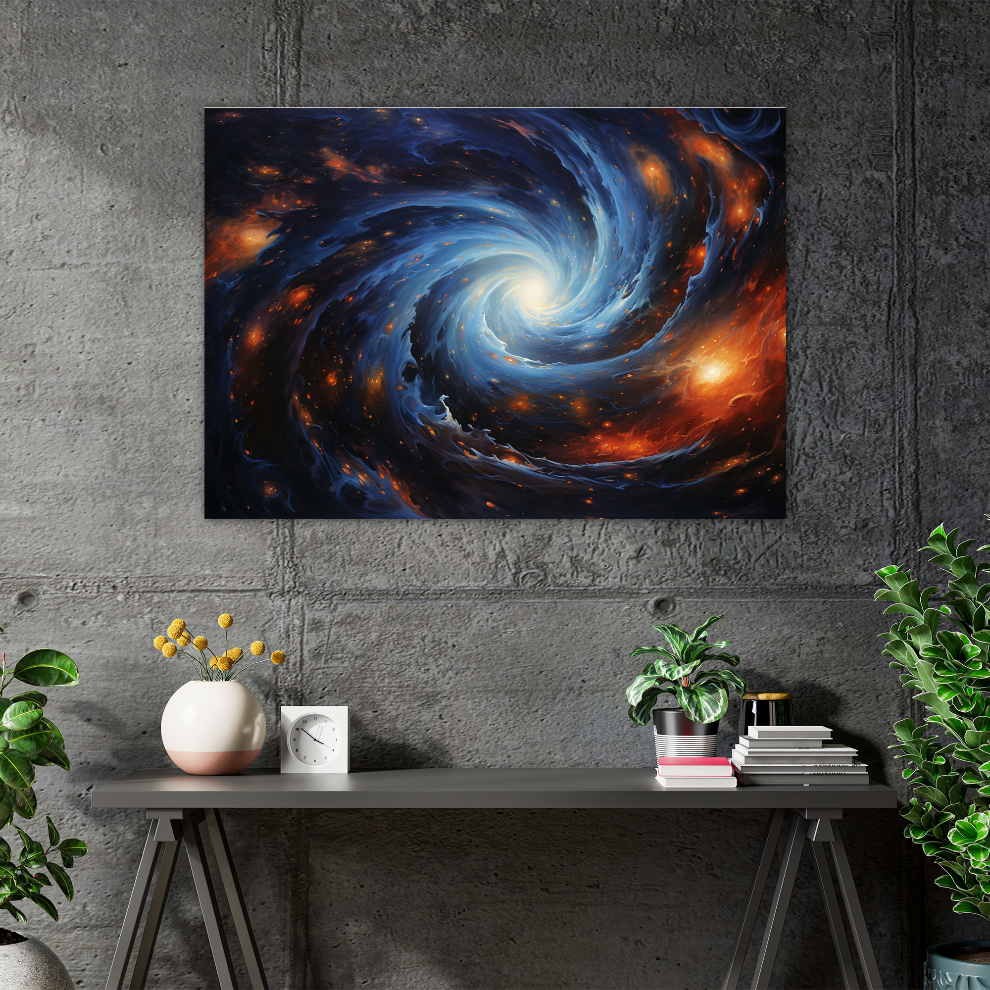 Cosmic Galaxy Oil Painting - Earth, Cosmic Scene, Wall Decoration, Swirling Galaxies