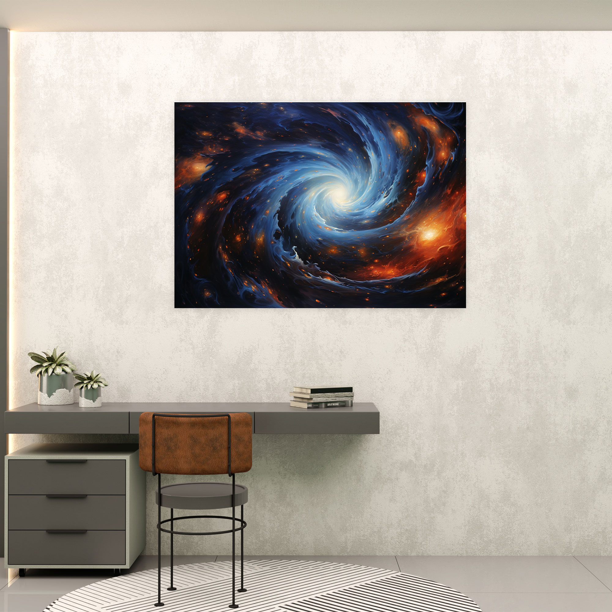 Cosmic Galaxy Oil Painting - Earth, Cosmic Scene, Wall Decoration, Swirling Galaxies