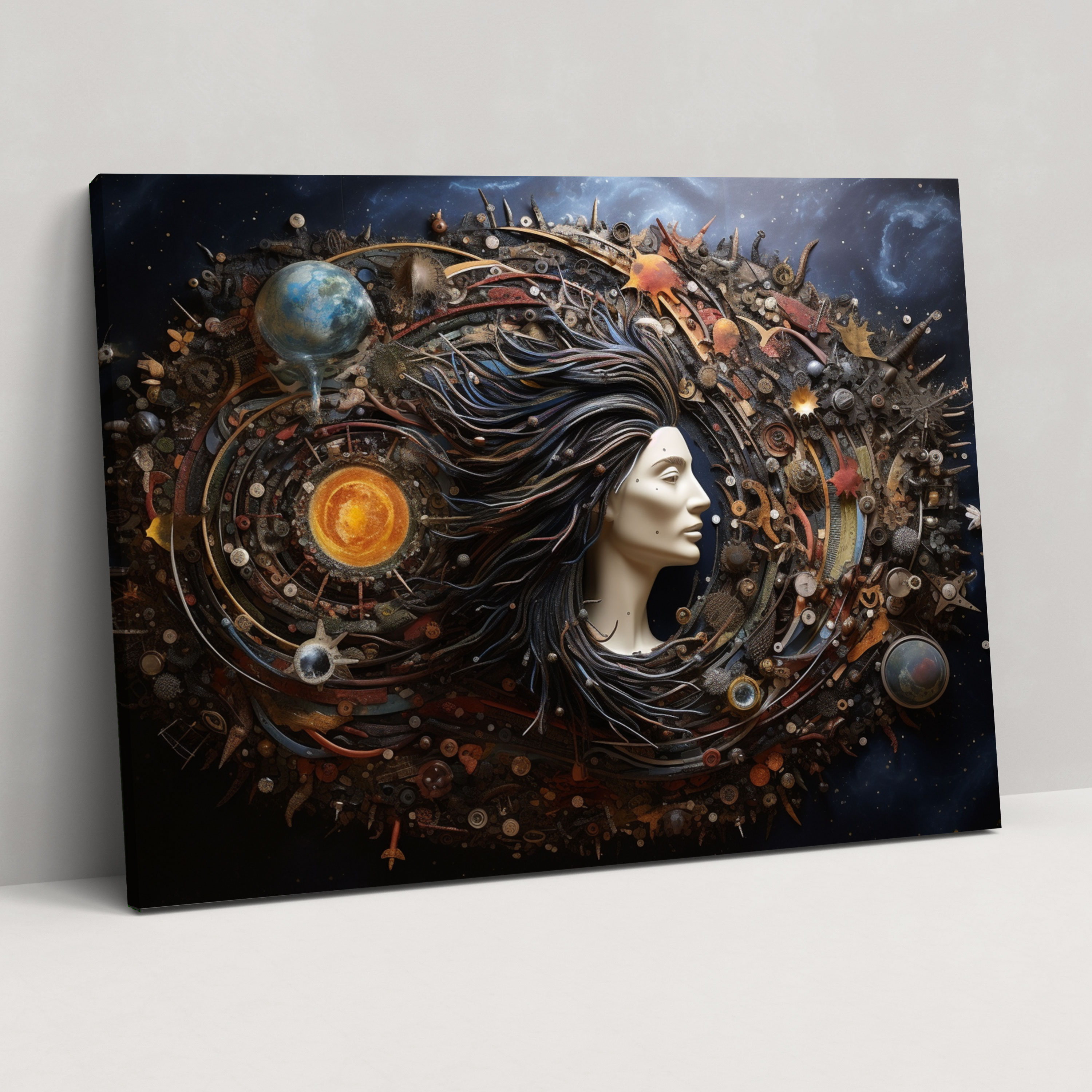 Eco-Conscious Galaxy Mixed Media Print - Earth, Galaxy, Canvas Print, Environmental Awareness