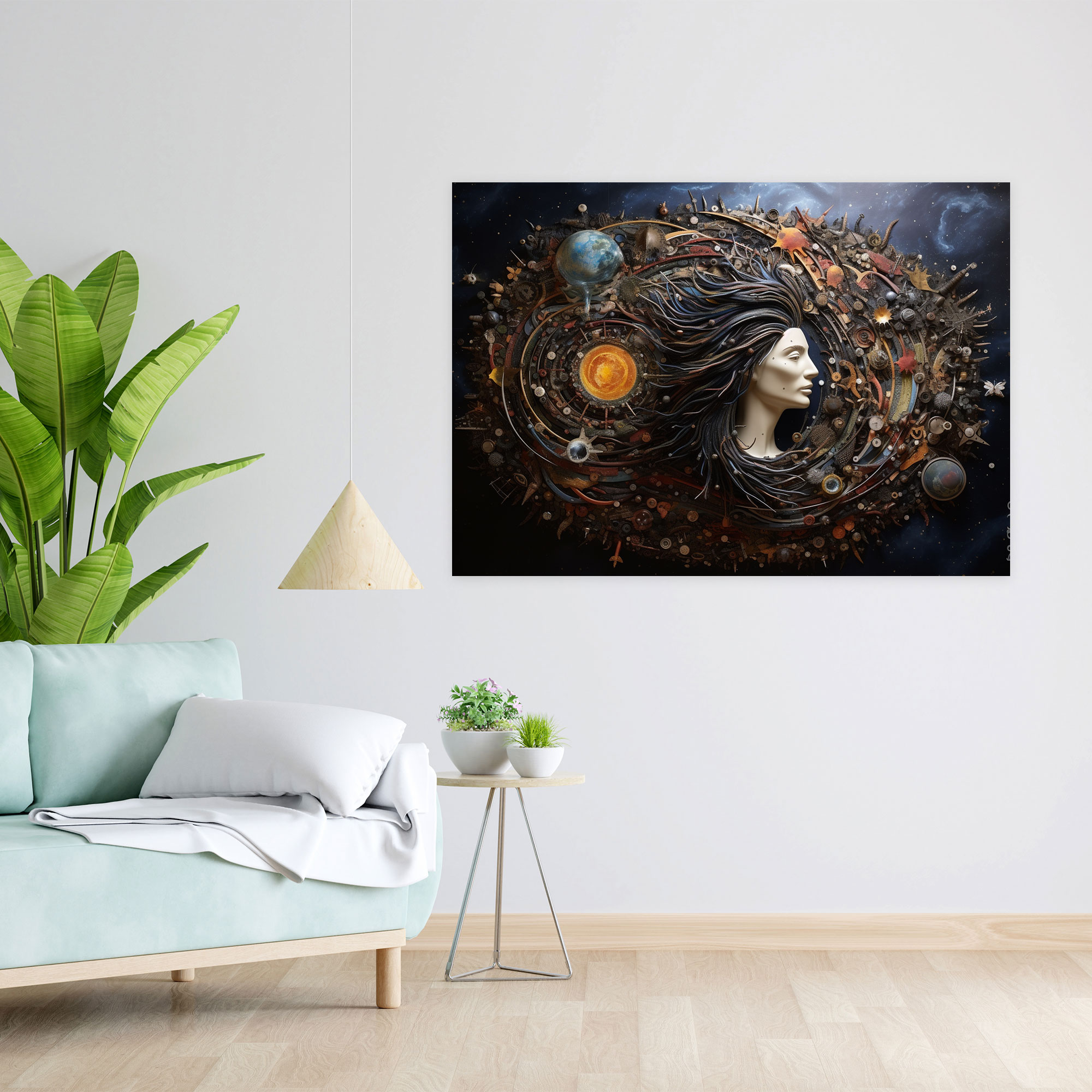 Eco-Conscious Galaxy Mixed Media Print - Earth, Galaxy, Canvas Print, Environmental Awareness