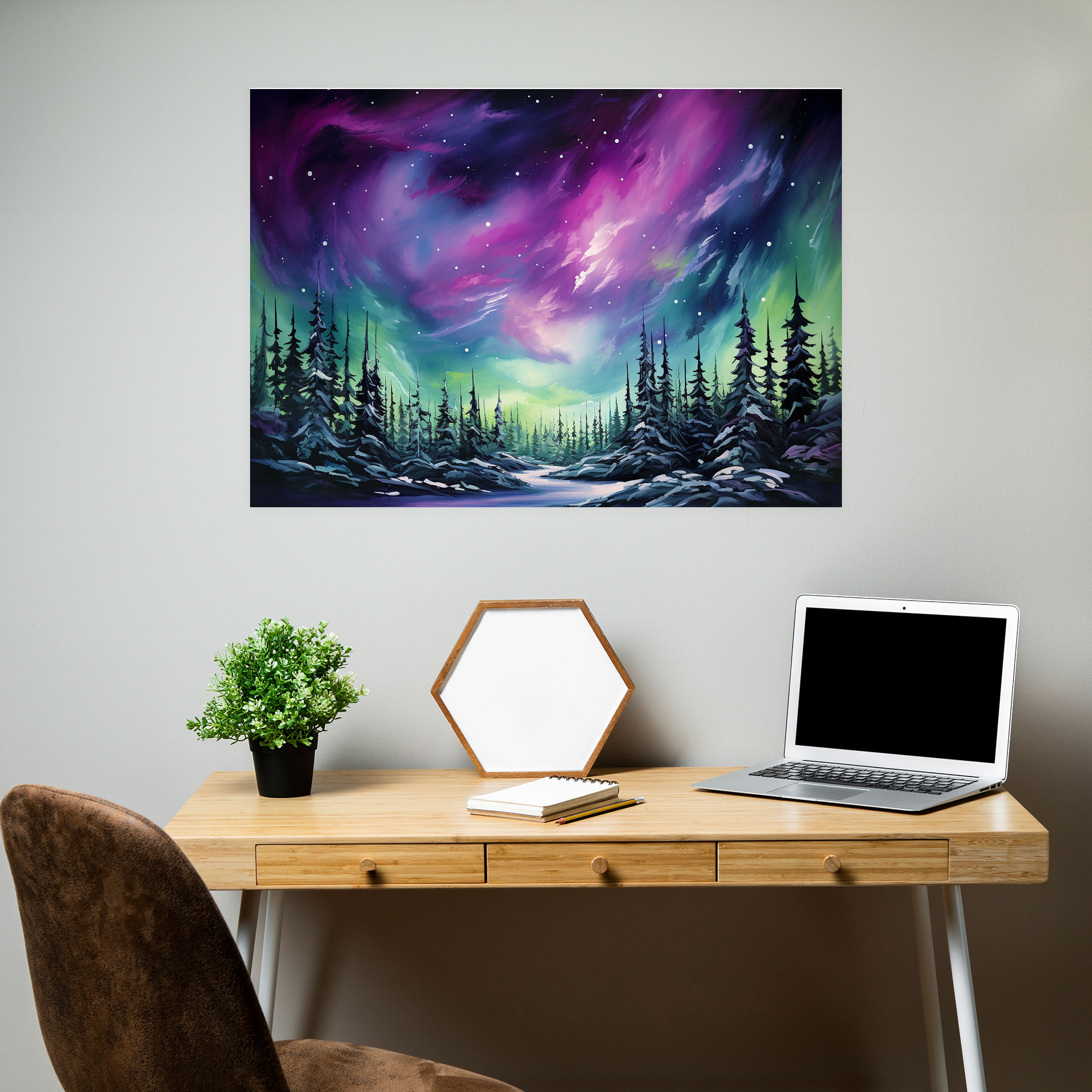Aurora Borealis Galaxy Canvas Print - Earth, Home Decoration, Wall Decoration, Vibrant