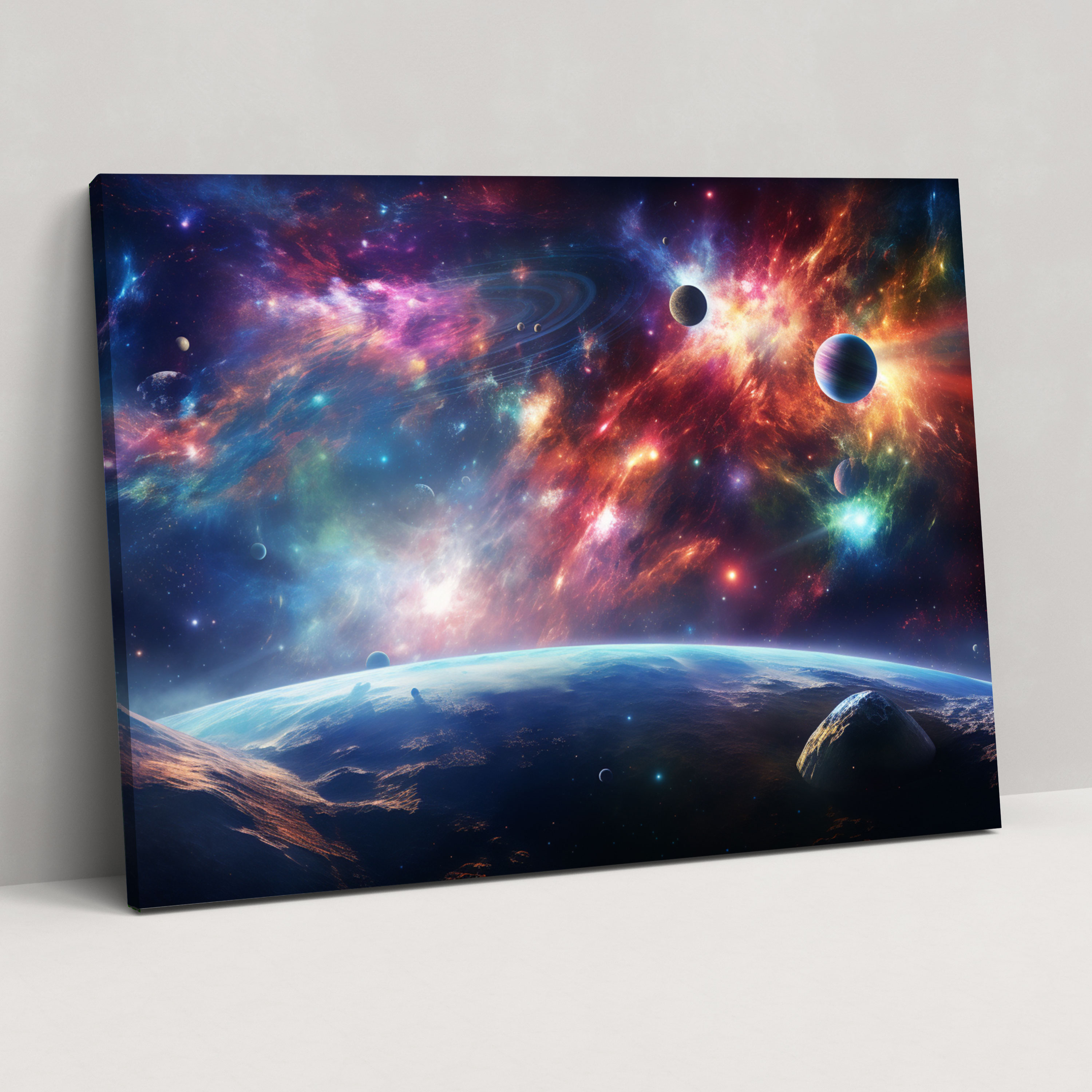 Colorful Galaxy Wall Art - Earth, Colorful Galaxy, Wall Art, Celestial Scene