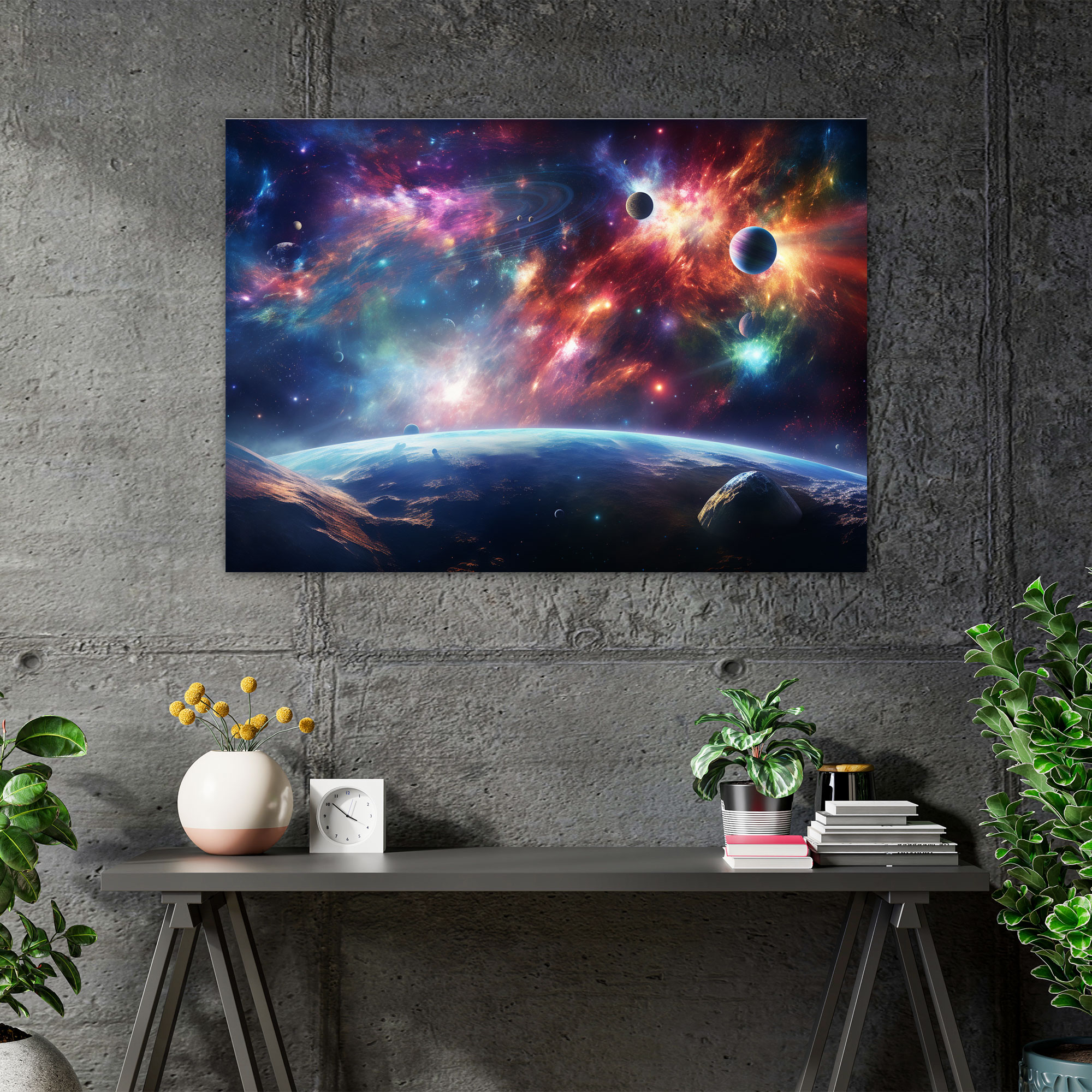 Colorful Galaxy Wall Art - Earth, Colorful Galaxy, Wall Art, Celestial Scene