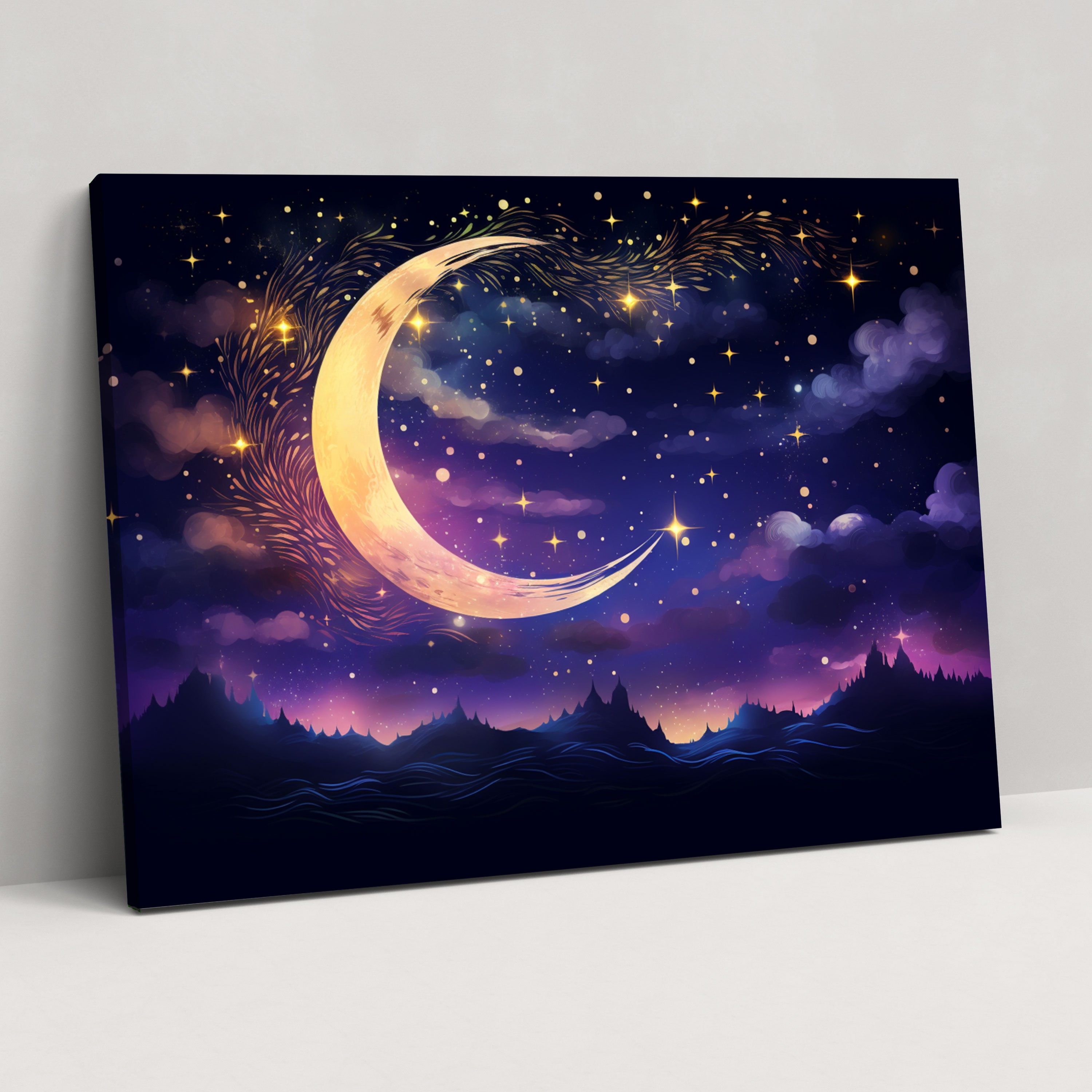 Night Sky Galaxy Canvas Print - Earth, Night Sky Galaxy Illustration, Galaxy, Wall Art