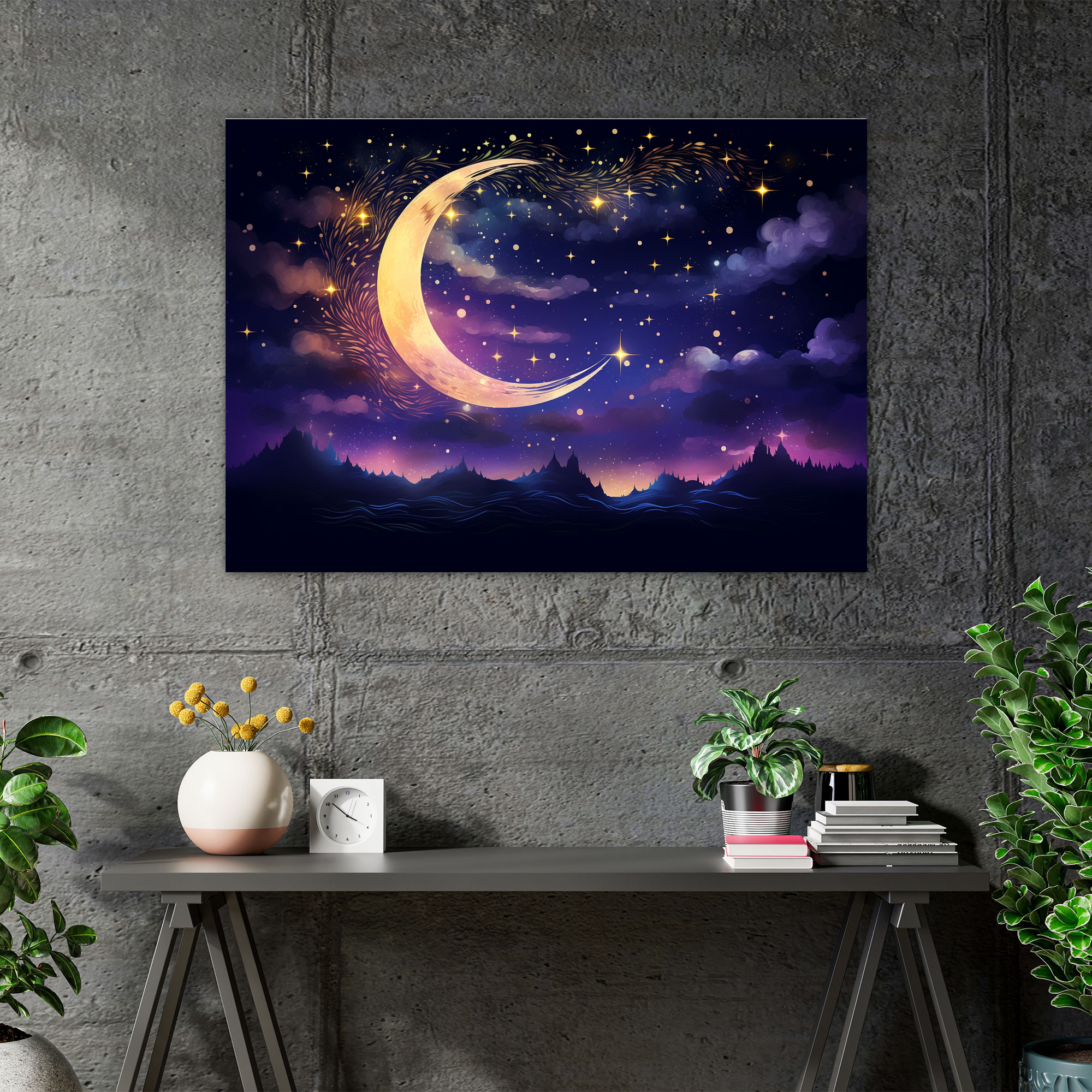 Night Sky Galaxy Canvas Print - Earth, Night Sky Galaxy Illustration, Galaxy, Wall Art