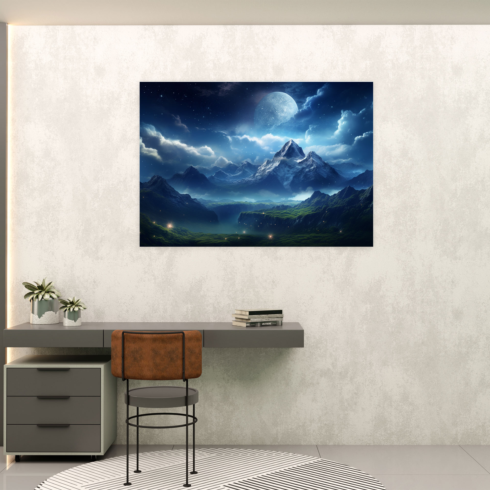 Milky Way Mountain Canvas Print - Earth, Realistic, Canvas, Mountain Landscape