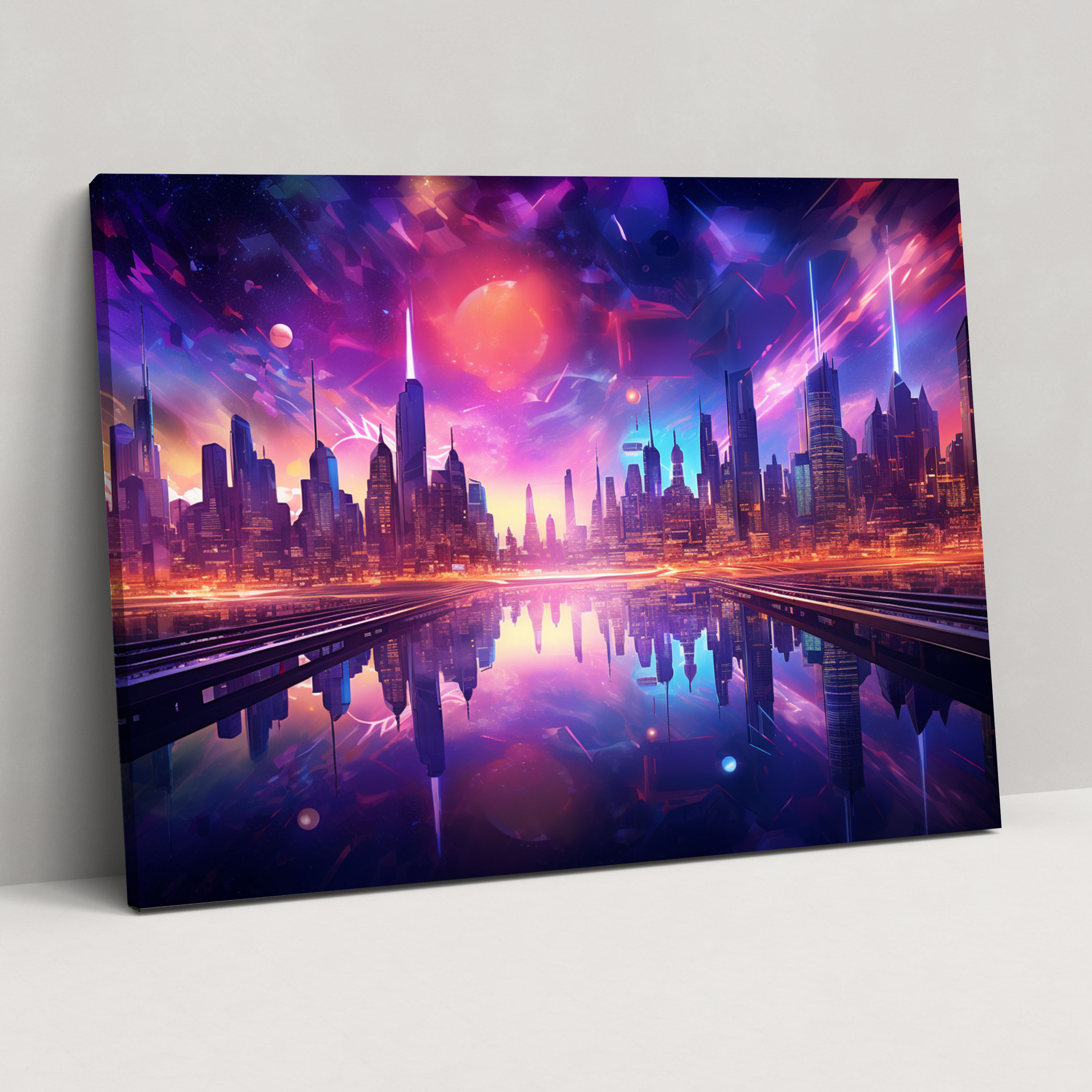Futuristic Galaxy Wall Art - Earth, Canvas, Colorful Glow, Galaxy