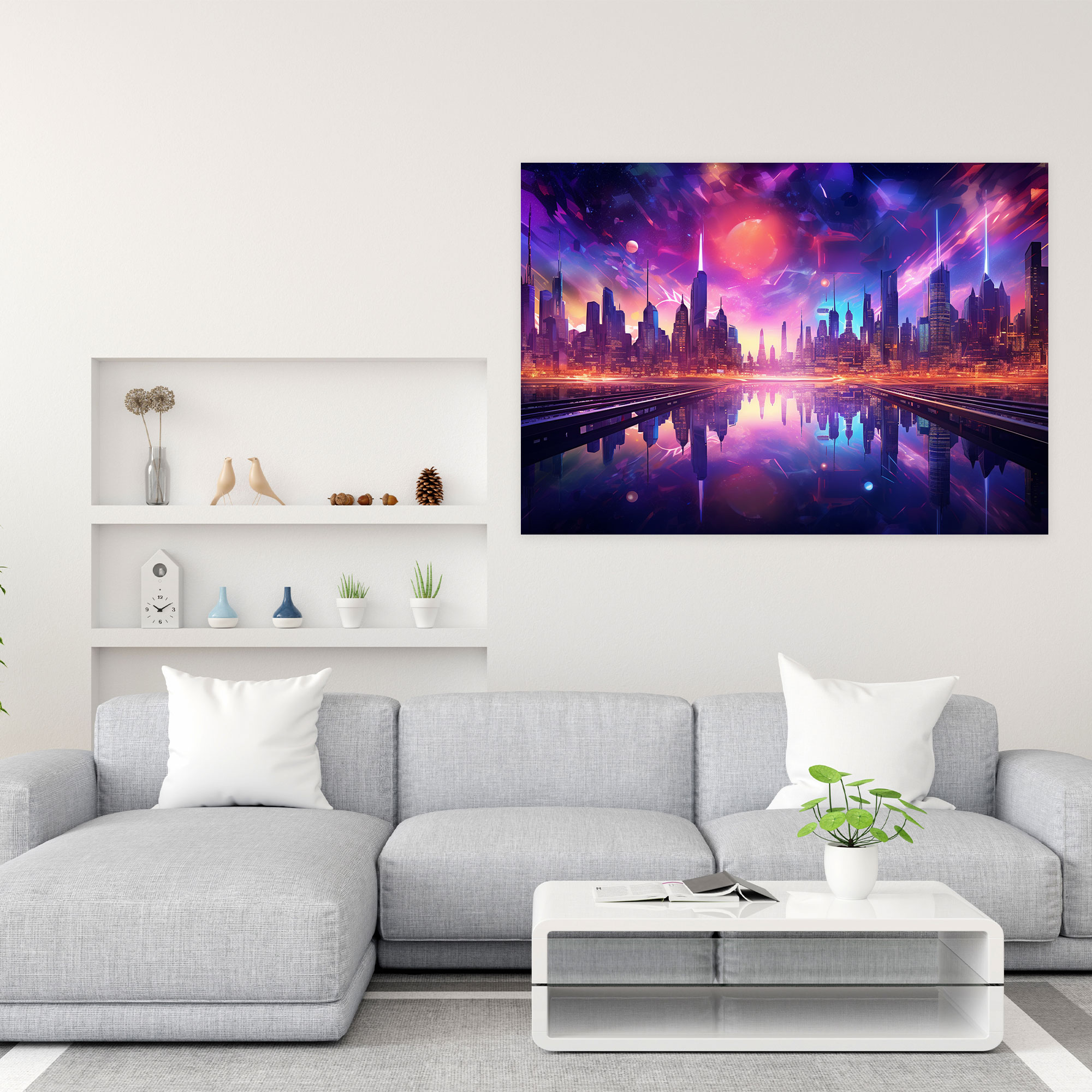 Futuristic Galaxy Wall Art - Earth, Canvas, Colorful Glow, Galaxy