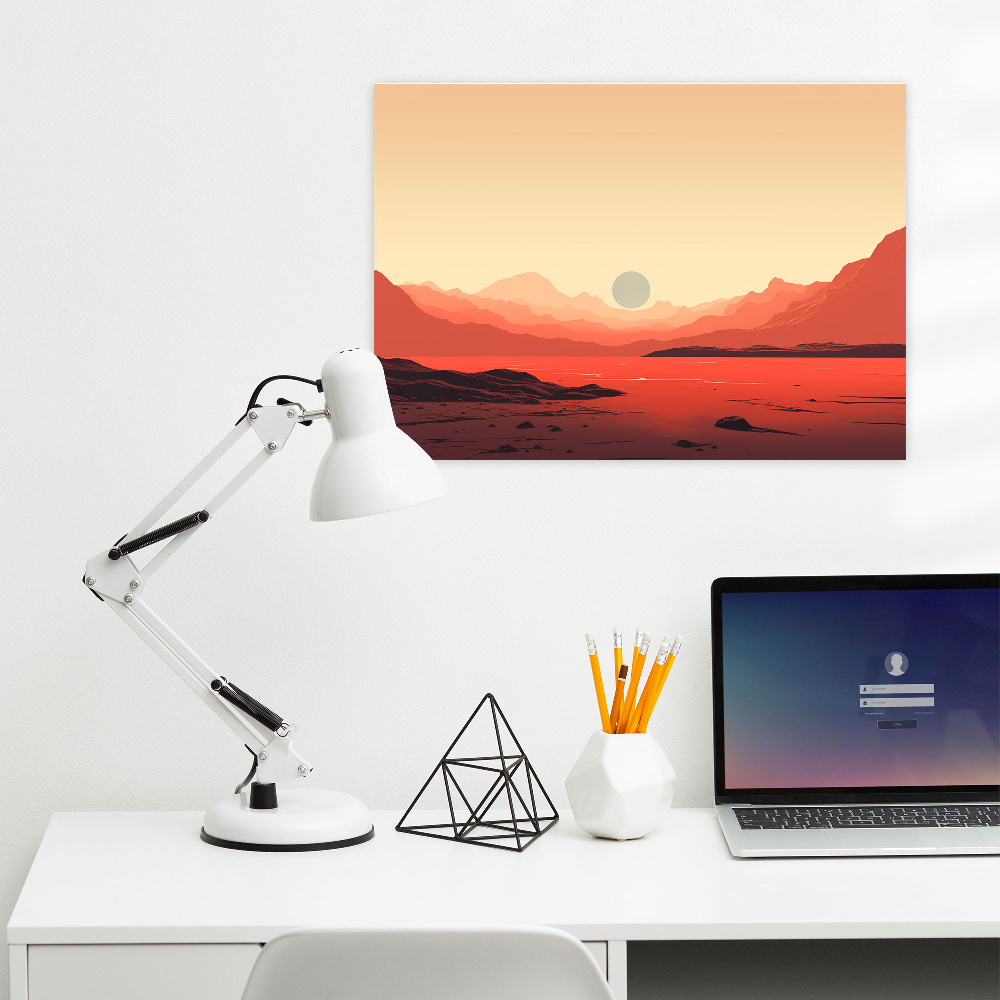 Minimalistische Mars Wandkunst - Erde Minimalistische Kunstwerke Wanddekoration Mars