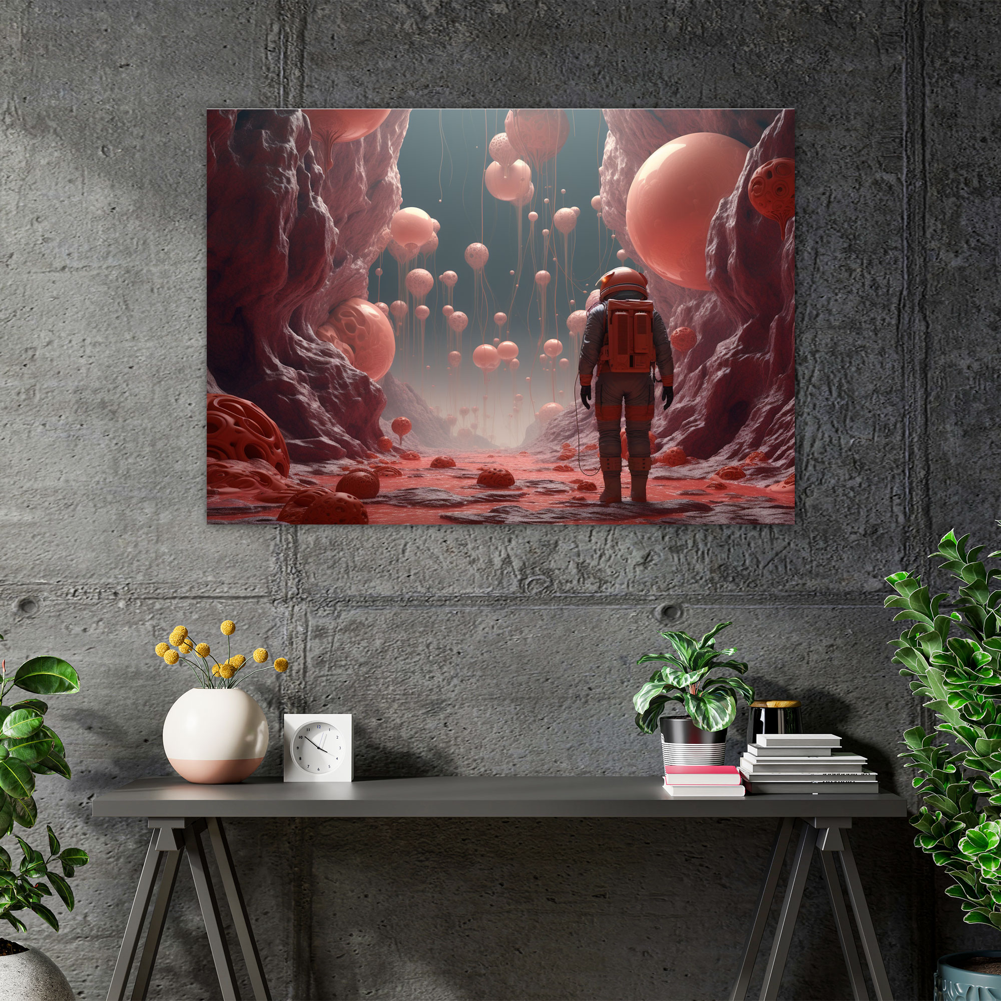 Astronaut auf Mars Leinwandbild - Erde Mars-Landschaften surreale digitale Kunst Leinwand-Wandkunst