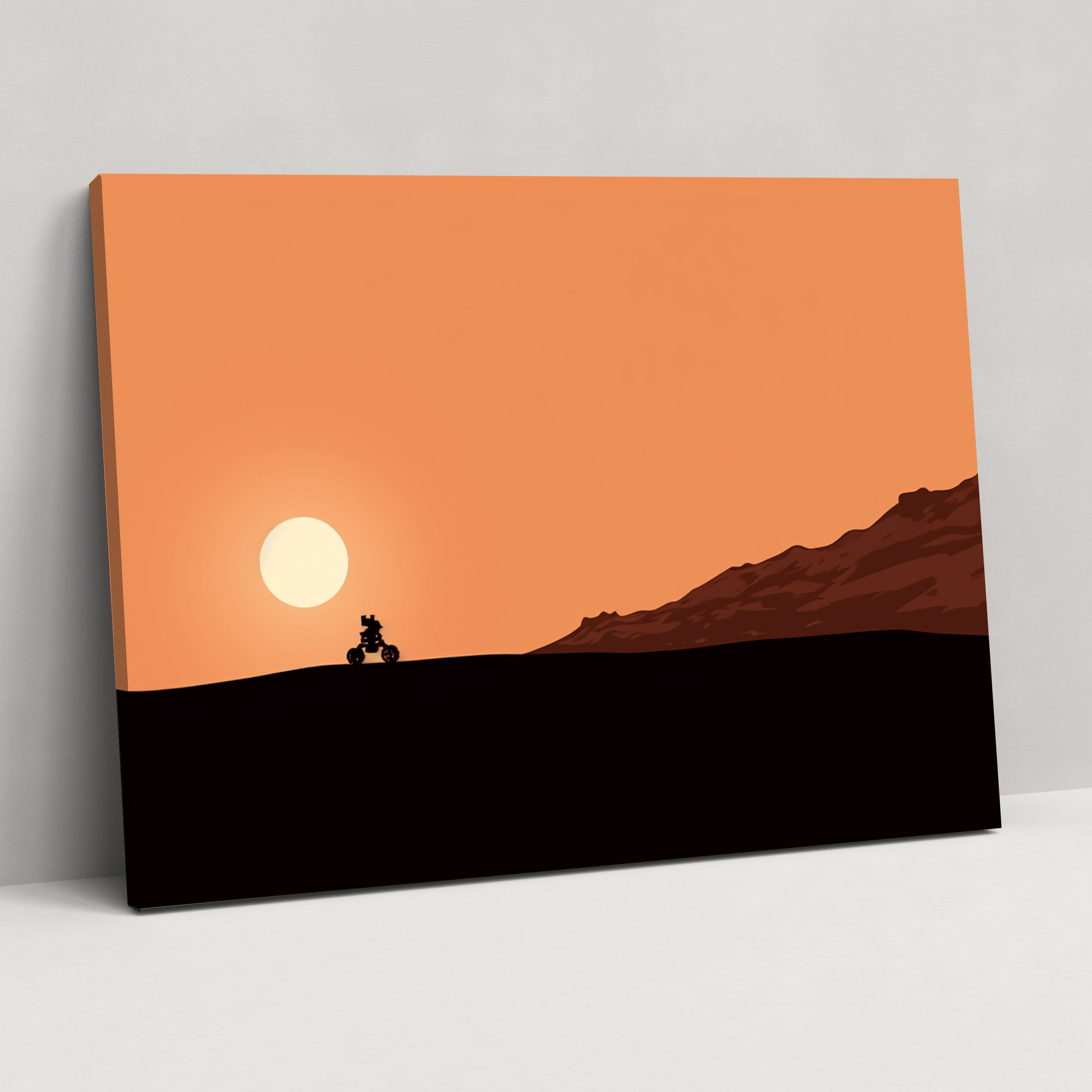 Mars Rover Line Art Canvas Print - Earth, Canvas Print, Martian Terrain, Wall Art