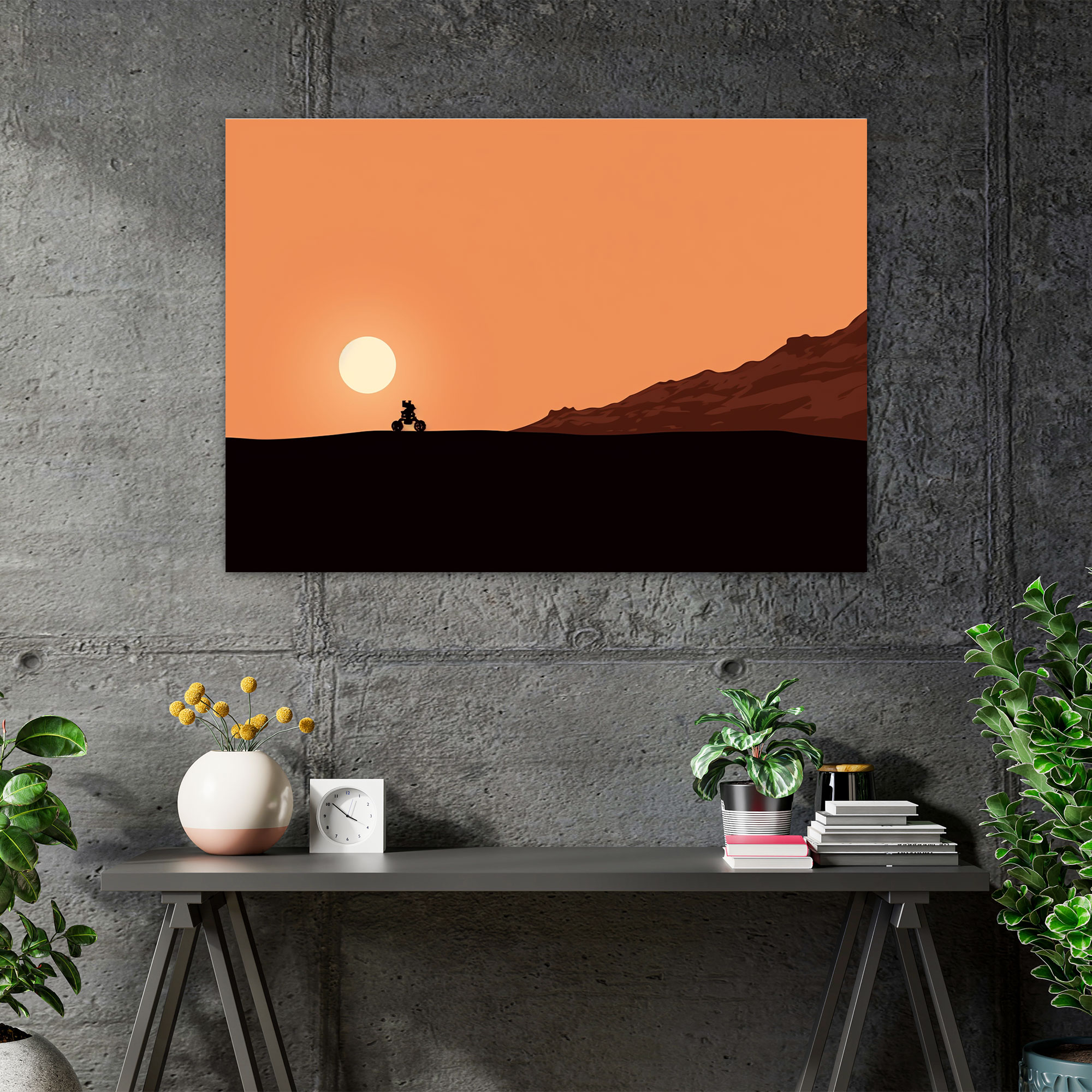 Mars Rover Line Art Canvas Print - Earth, Canvas Print, Martian Terrain, Wall Art