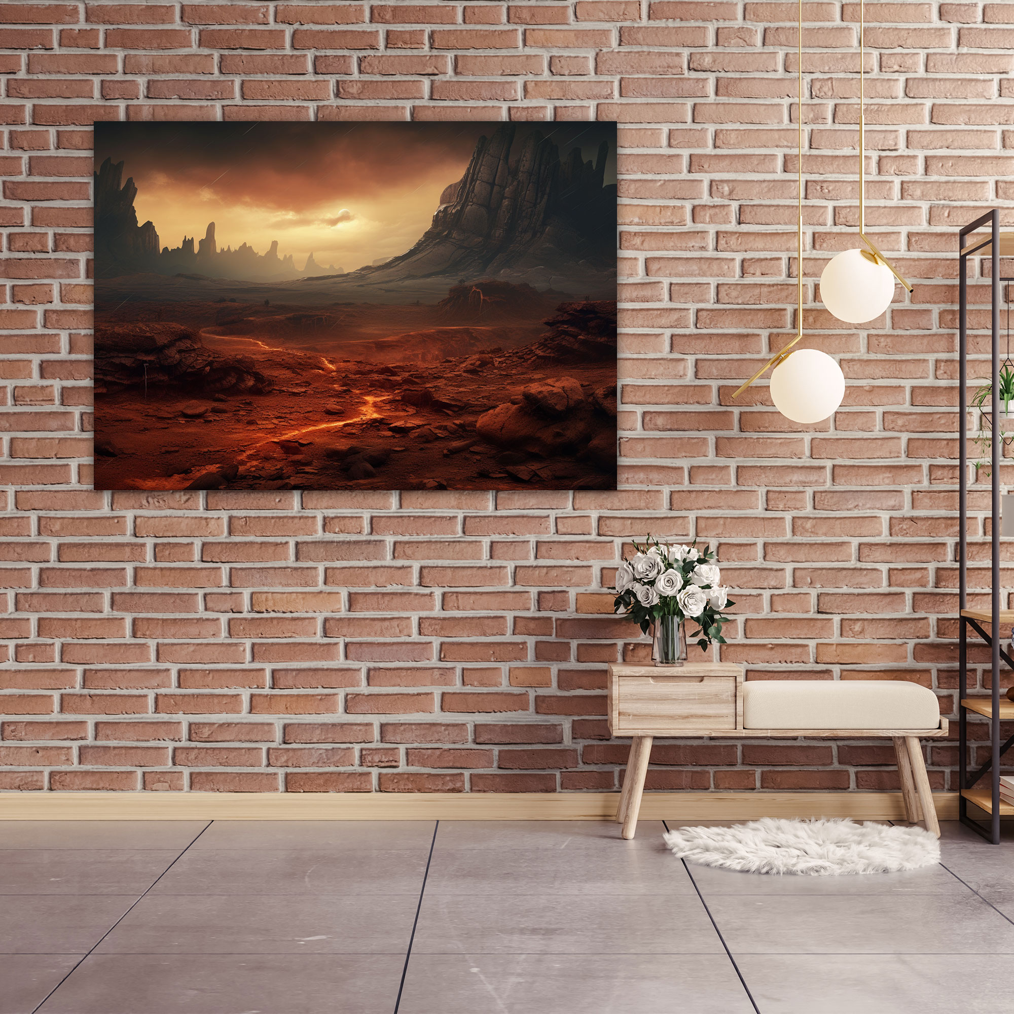 Mars Wall Art - Realistic Martian Landscape Canvas Print - Earth, Wall Decoration, Dusty Atmosphere, Wall Art