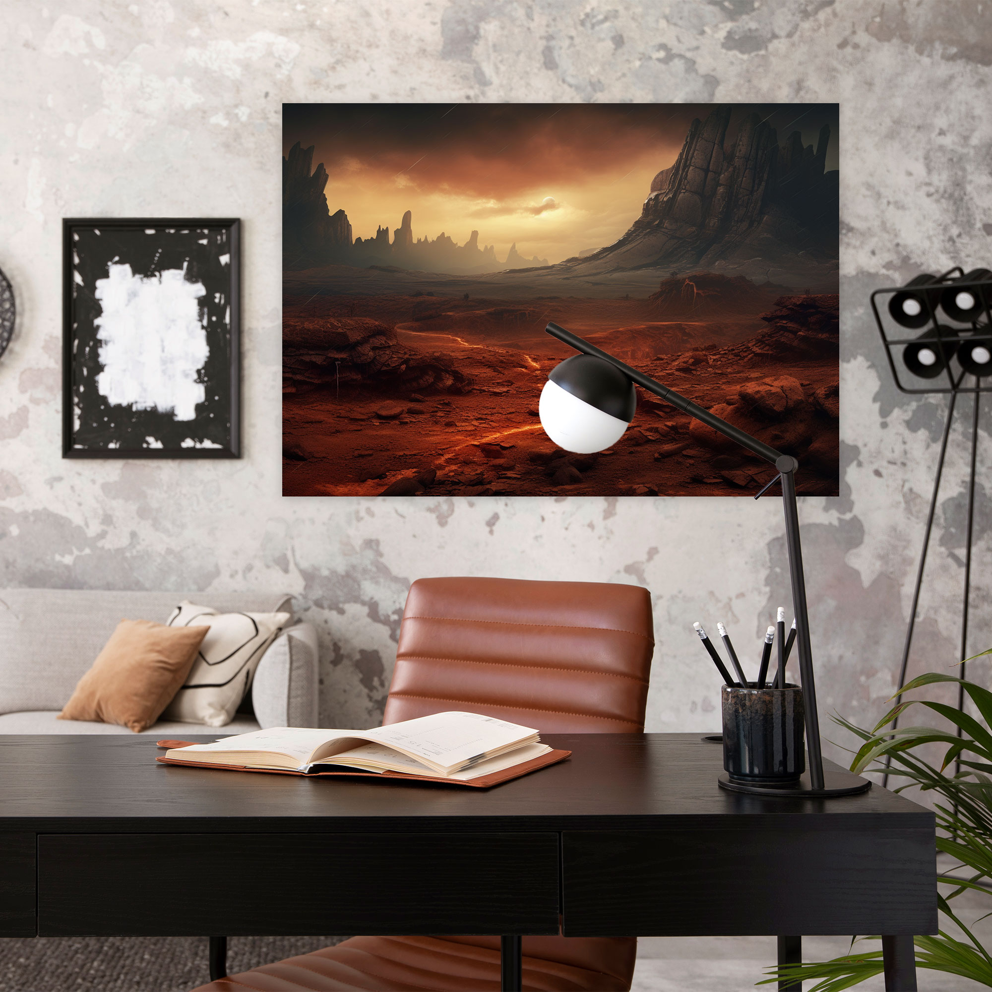 Mars Wall Art - Realistic Martian Landscape Canvas Print - Earth, Wall Decoration, Dusty Atmosphere, Wall Art