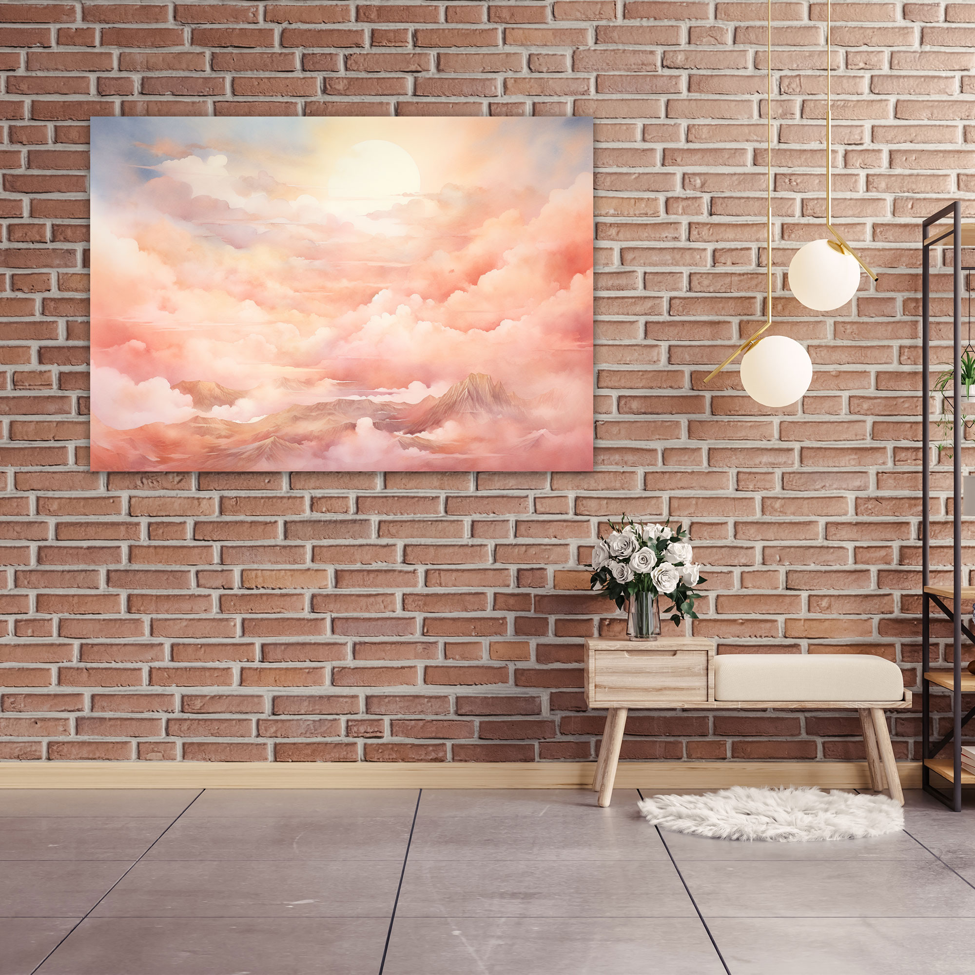 Mars Wall Decoration - Dreamy Watercolor Painting Canvas Print - Earth, Canvas Print, Home Decoration, Dreamy Depiction