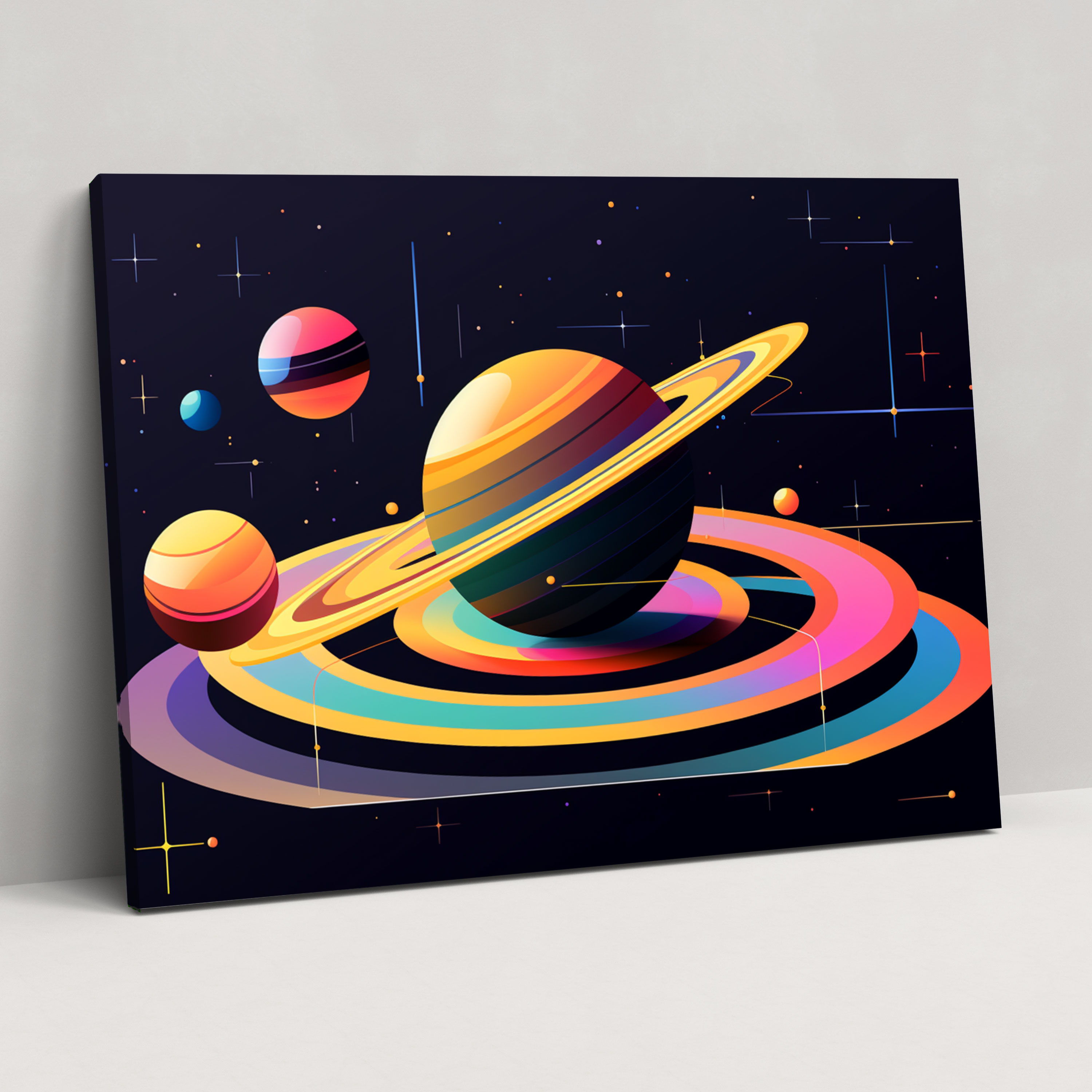 Pop Art Saturn Duvar Sanatı - Dünya Kanvas Tablo Sanatı Satürn Kanvas Tablo